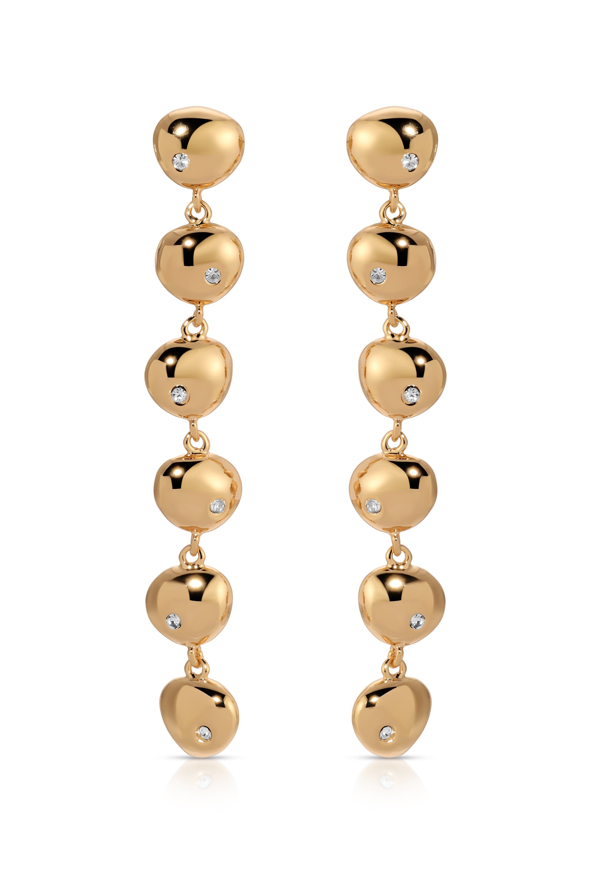 Polished Pebble Linear Dangle Earrings 18k Gold Plated