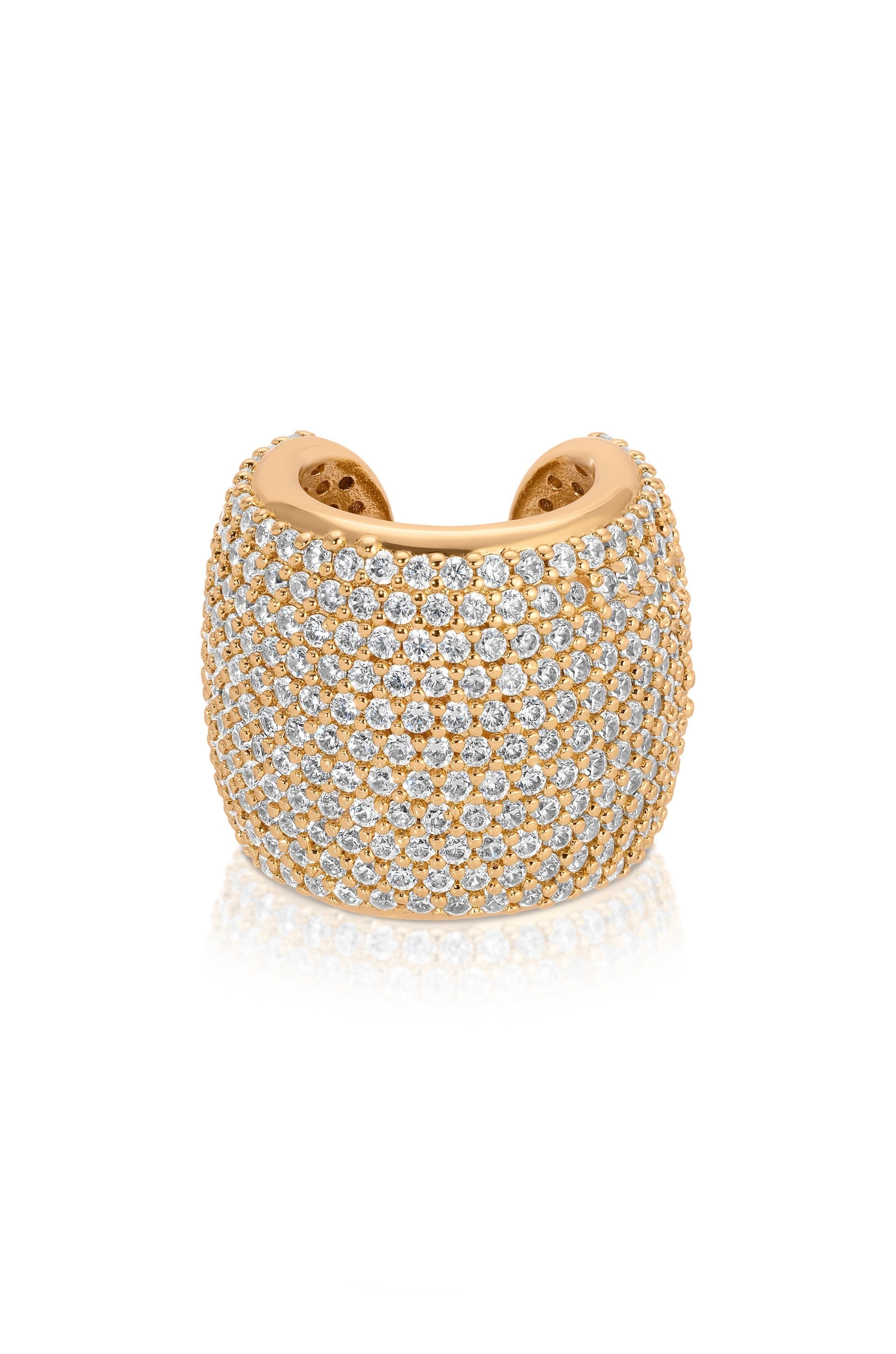 Crystal Statement Chunky Ear Cuff Clear Crystal with 18k Gold Plating