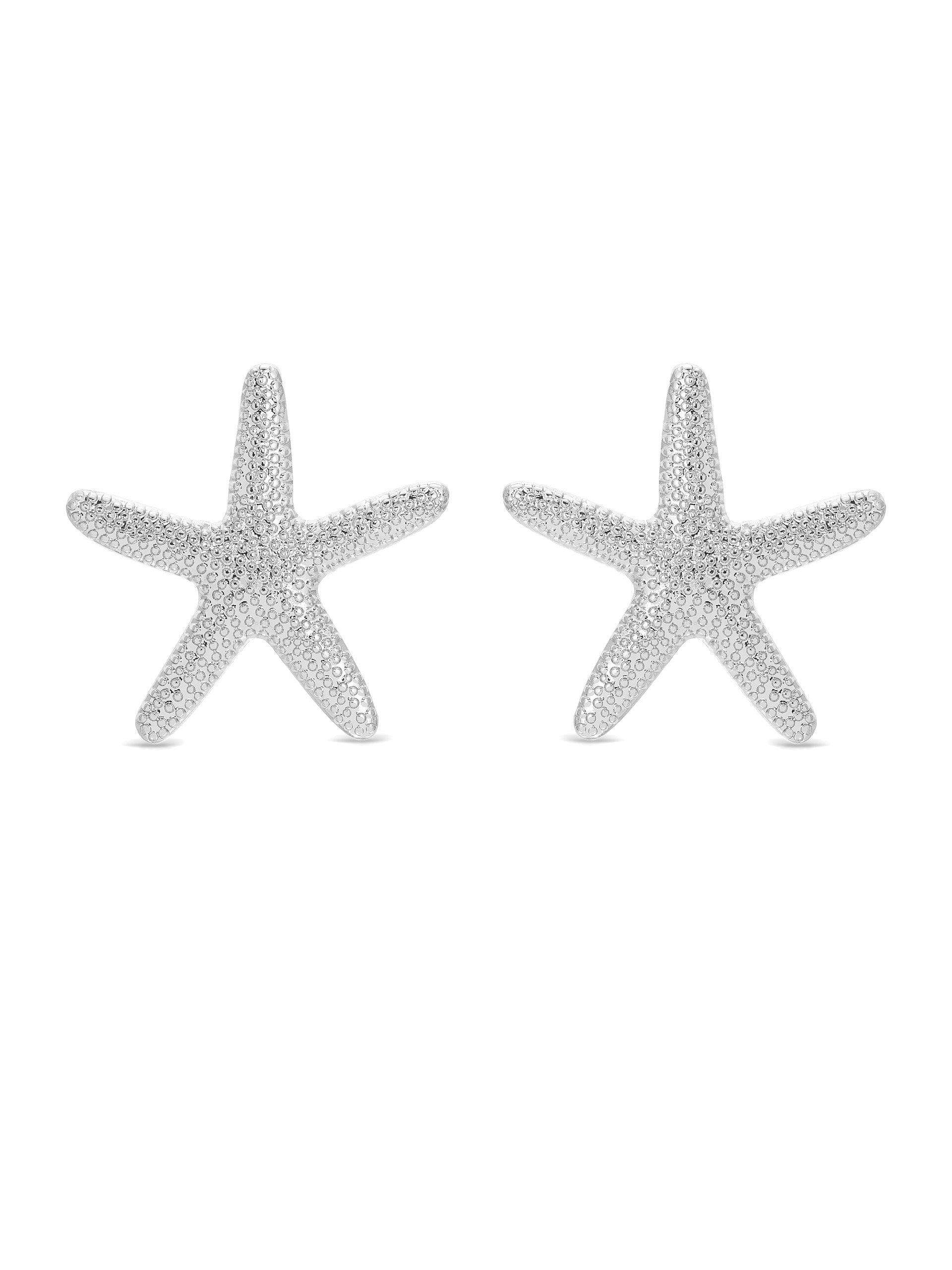 Statement Starfish Stud Earrings Silver Plated
