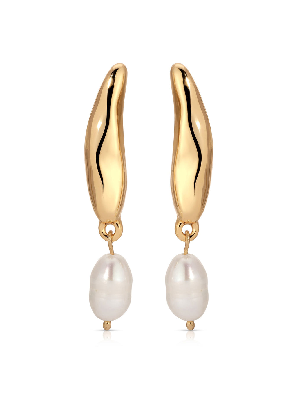 Liquid Luxe Pearl Earrings Pearl with 18k Gold Plating