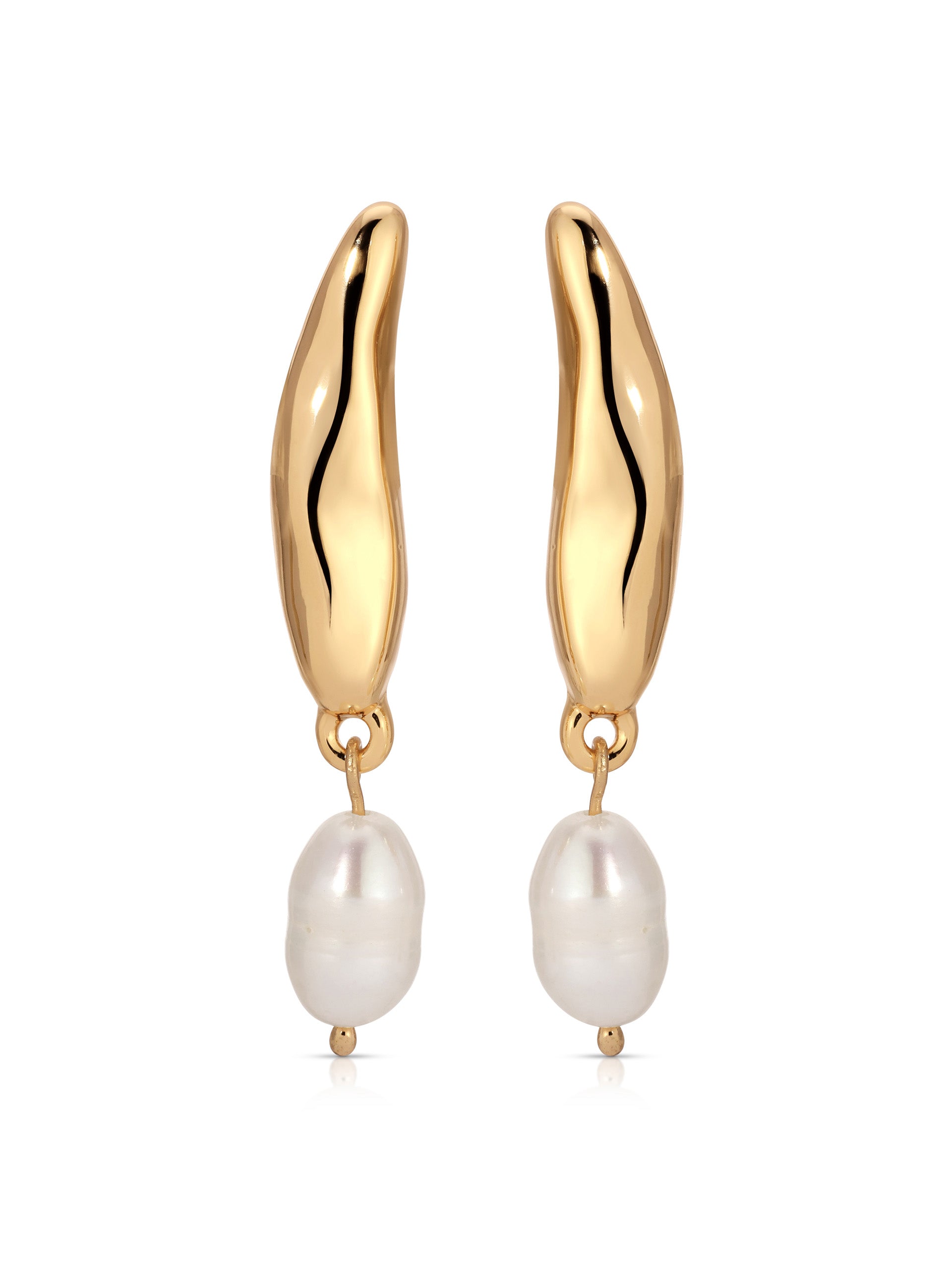 Liquid Luxe Pearl Earrings Pearl with 18k Gold Plating