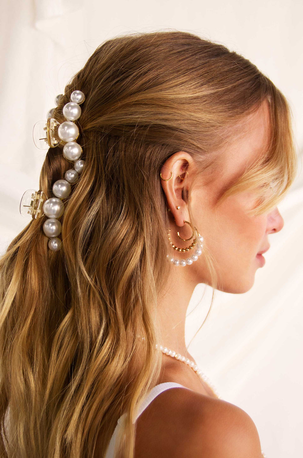 Pearl and Beaded Hoop Earrings