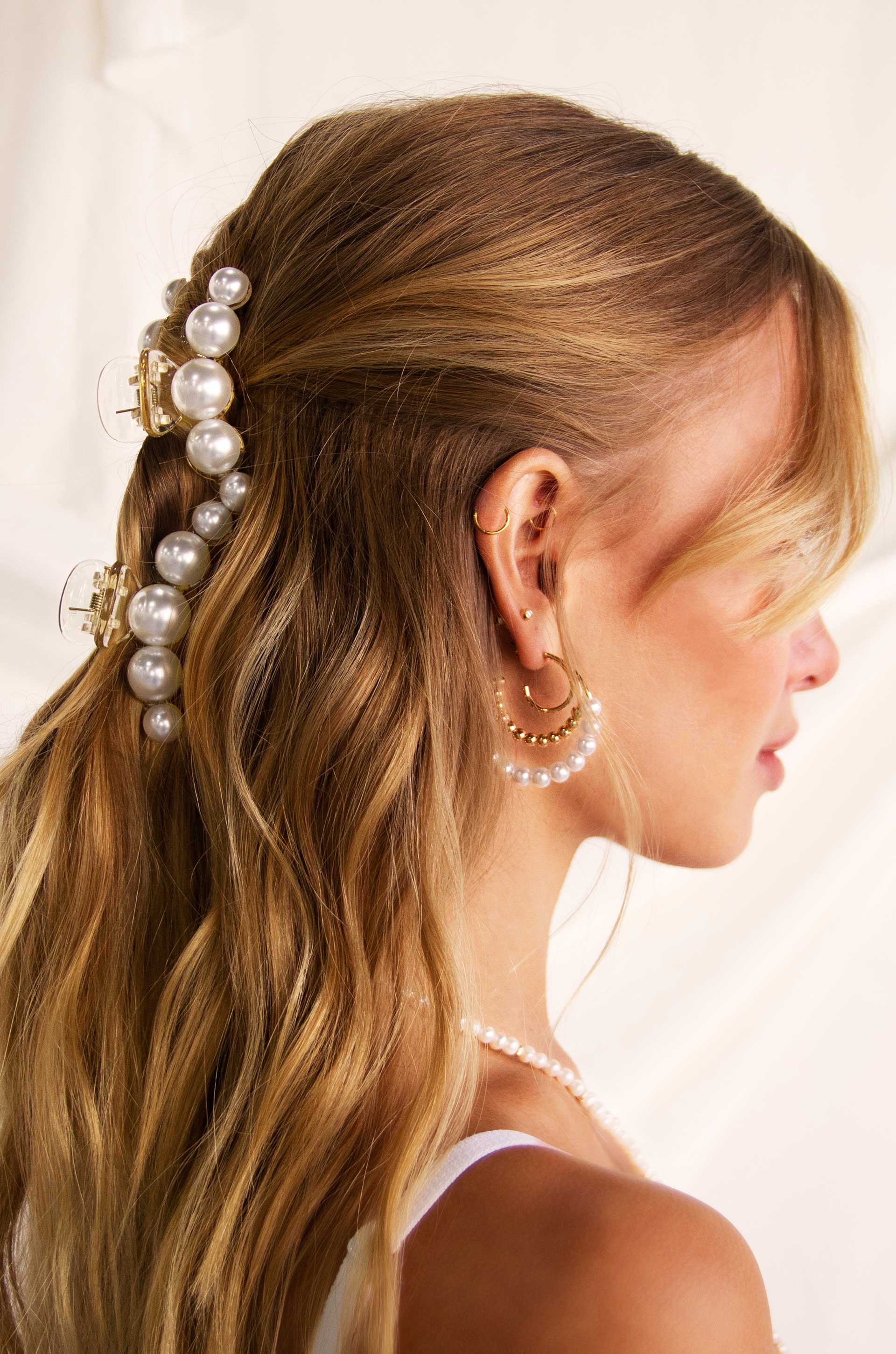 Pearl and Beaded Hoop Earrings