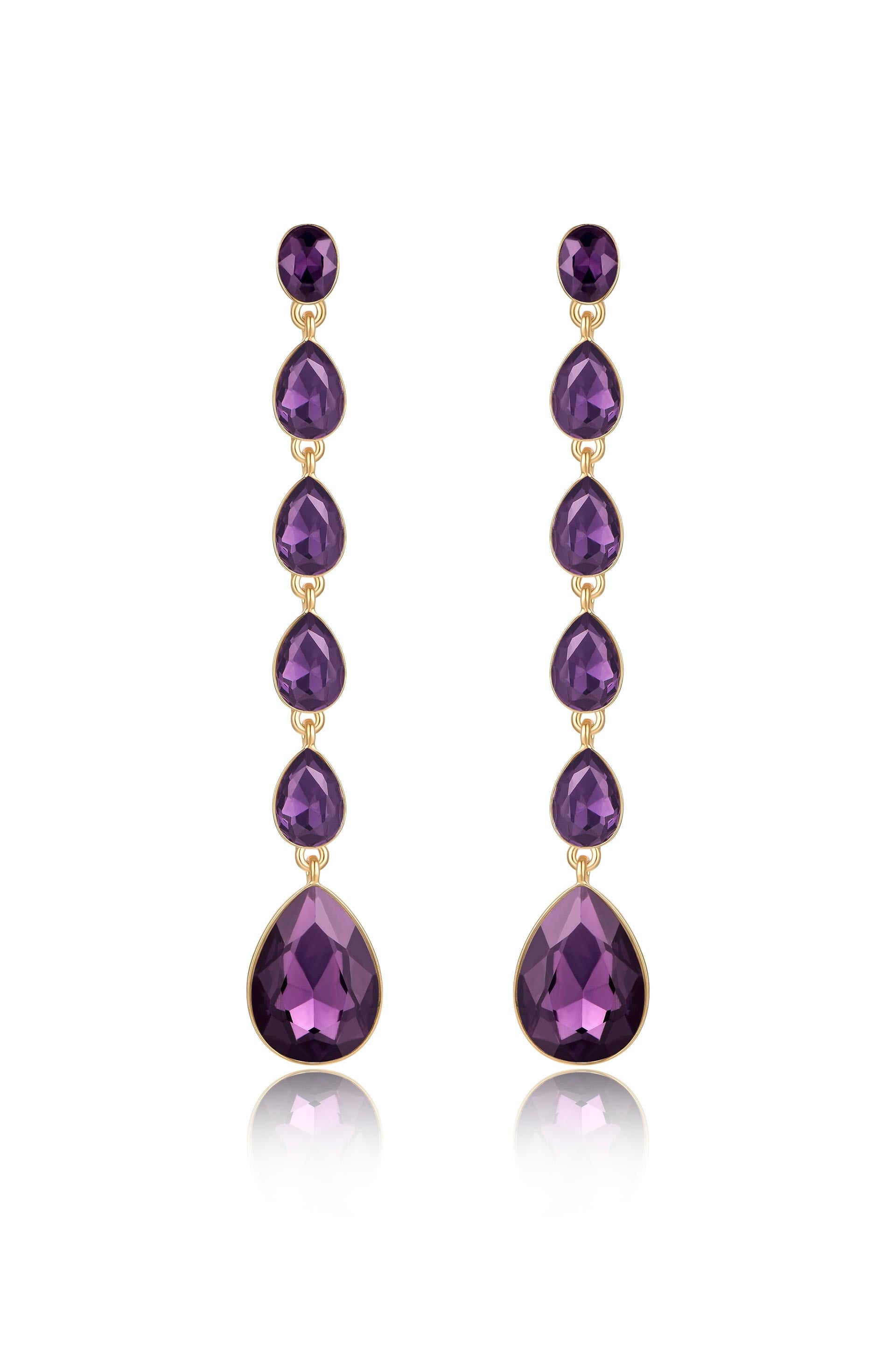 Crystallized Drop Earrings in amethyst
