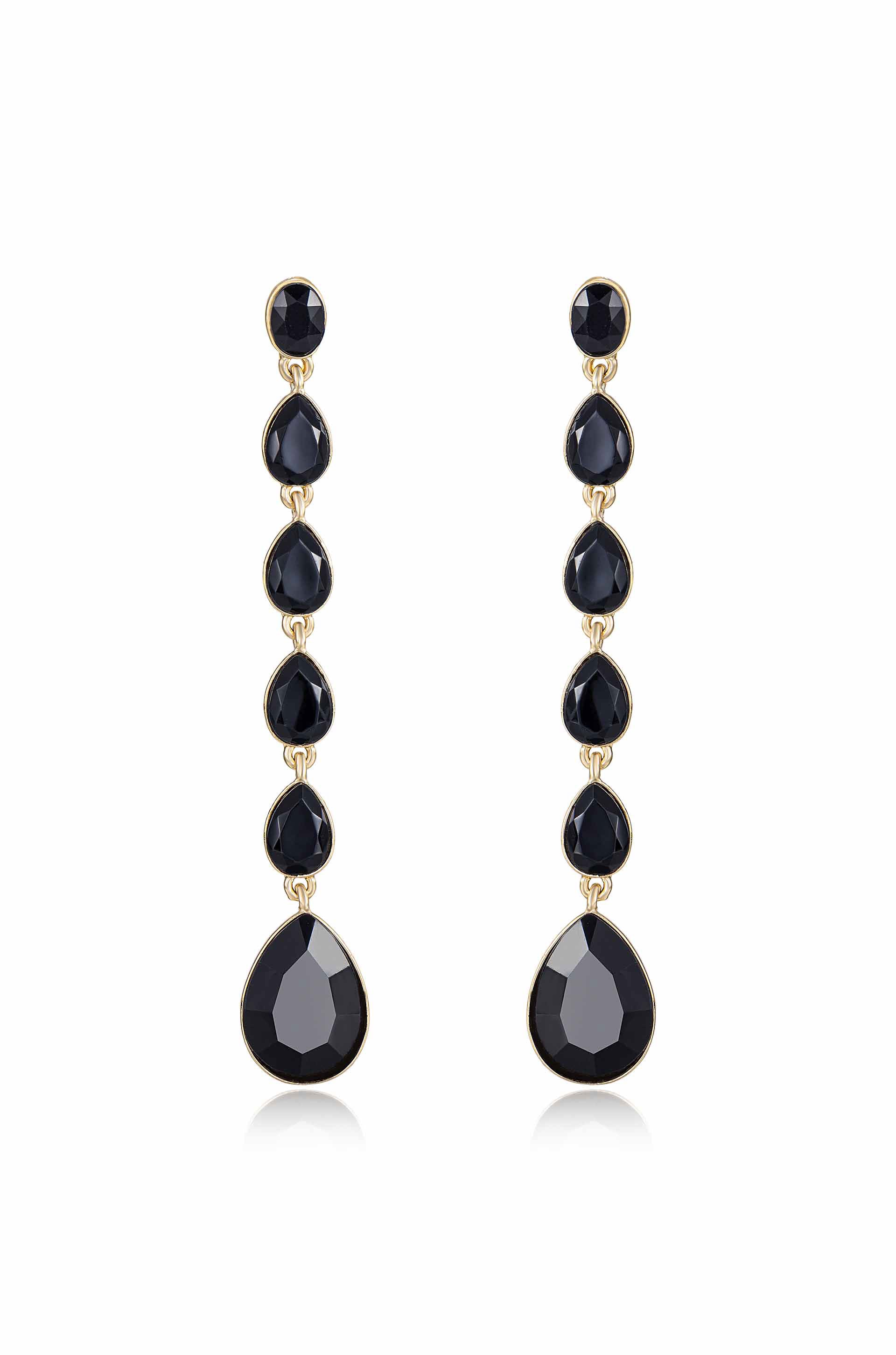 Crystallized Drop Earrings in black