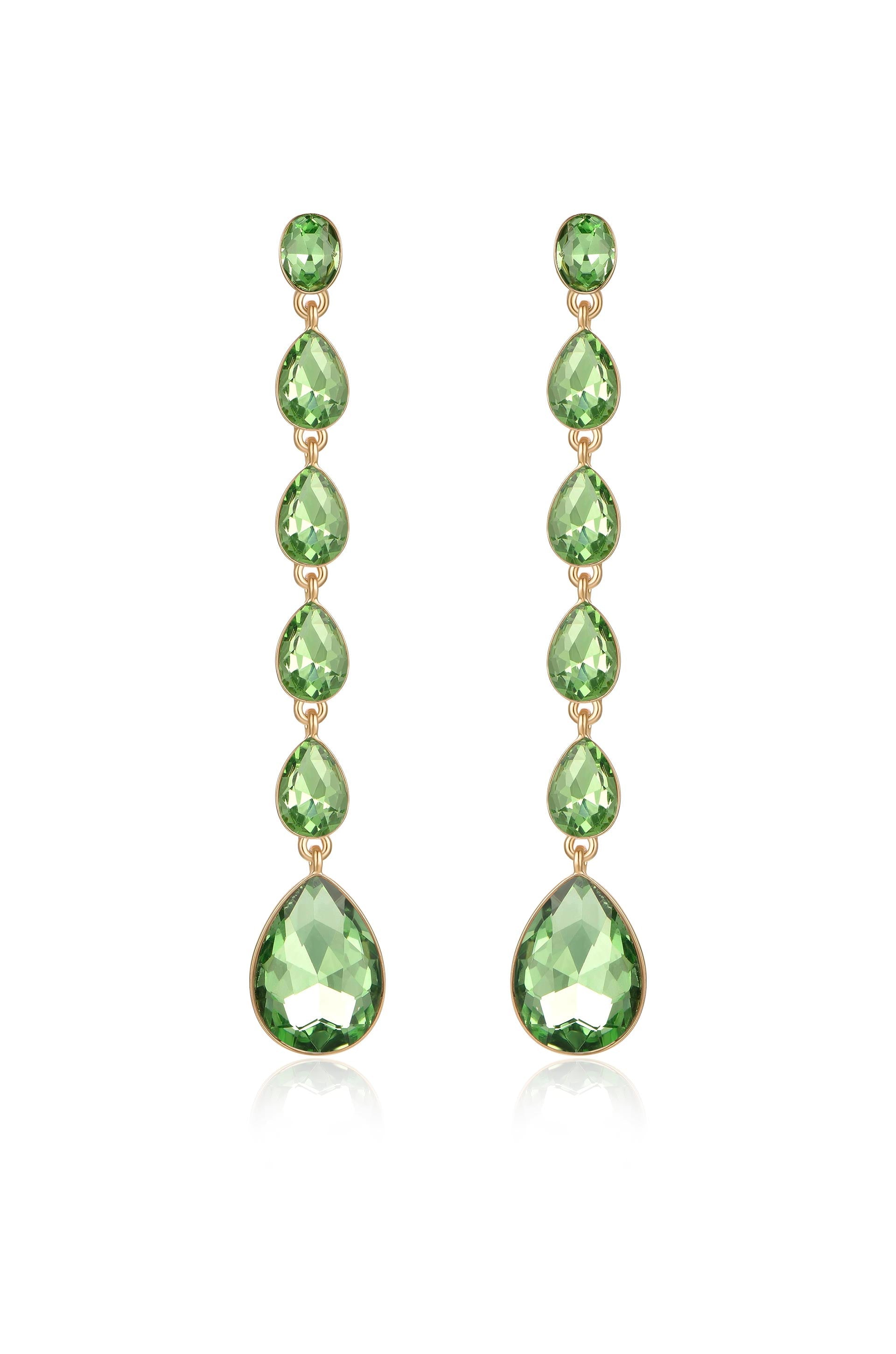 Crystallized Drop Earrings in apple green