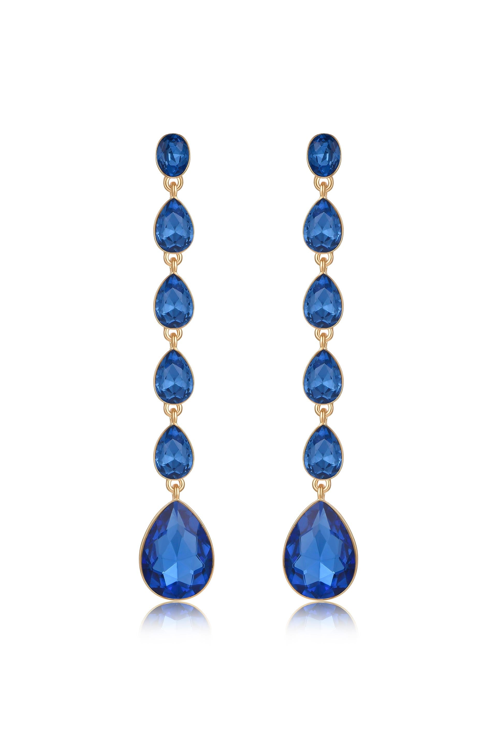 Crystallized Drop Earrings in sapphire