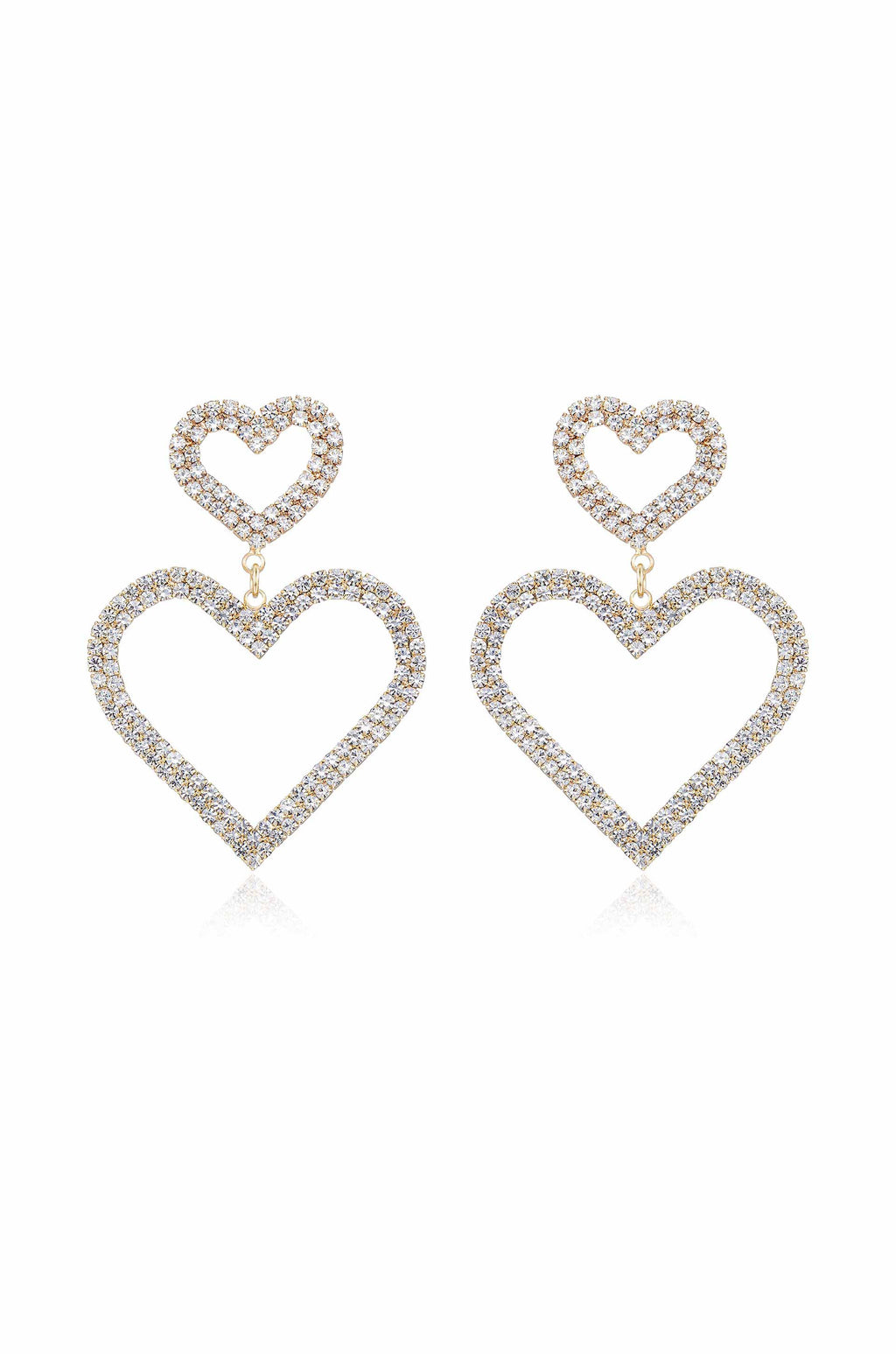 Double Trouble Heart Crystal Earrings