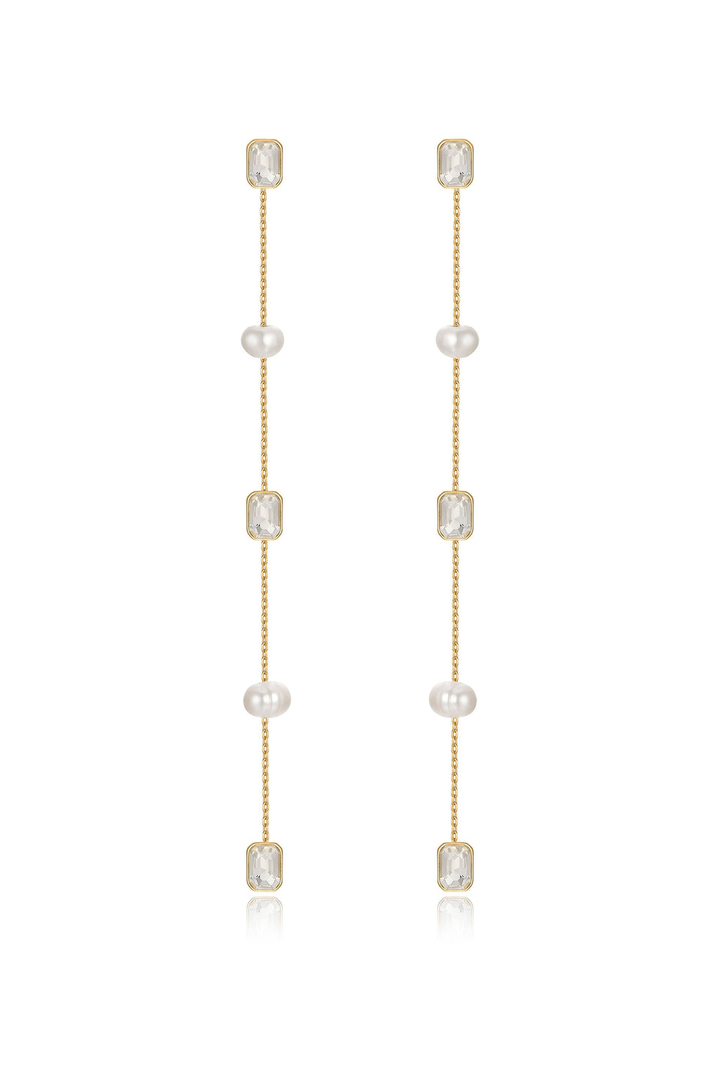 Pearl and Crystal Linear Drop Earrings