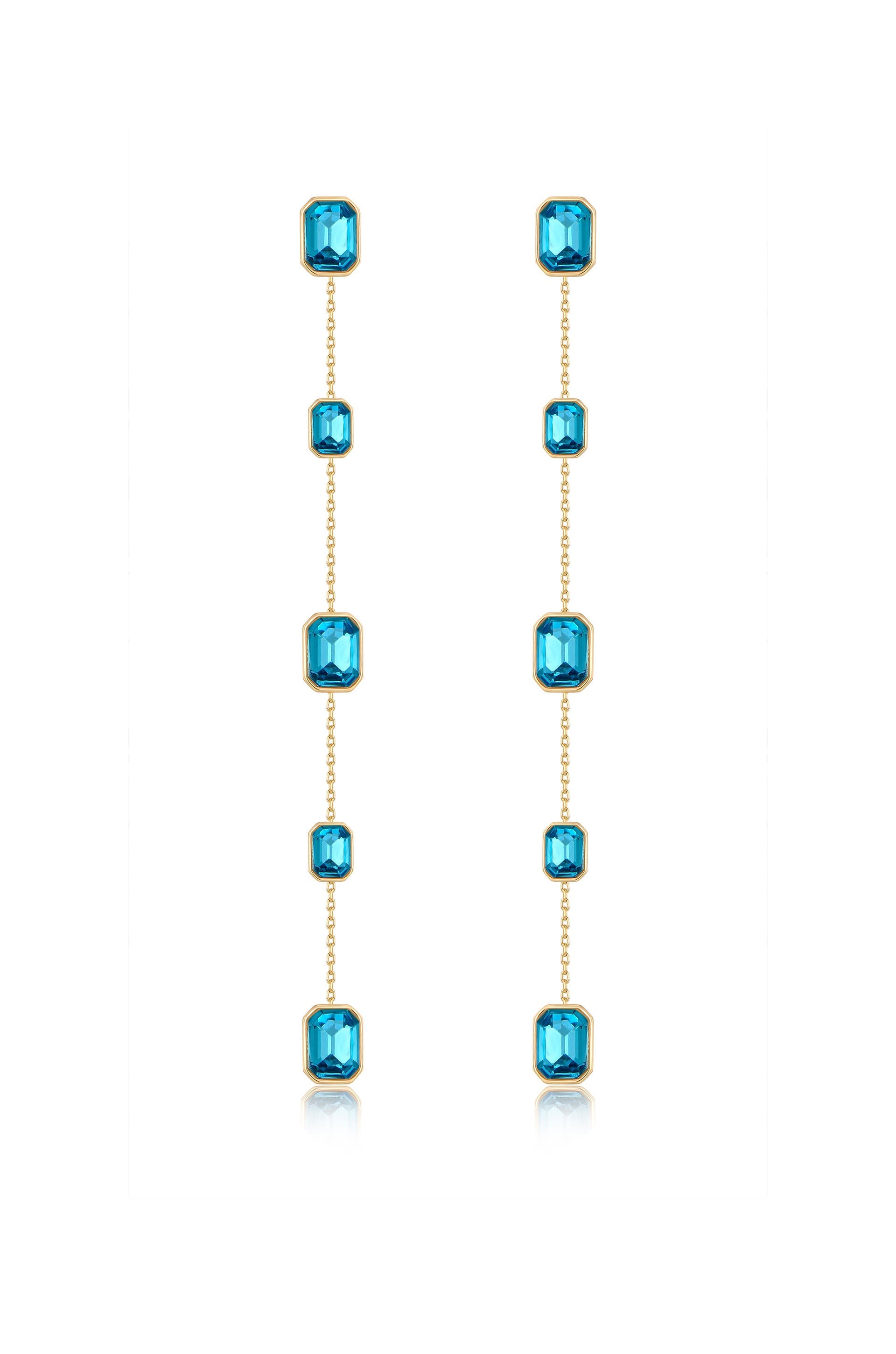 Iconic Crystal Dangle Earrings in aqua crystals