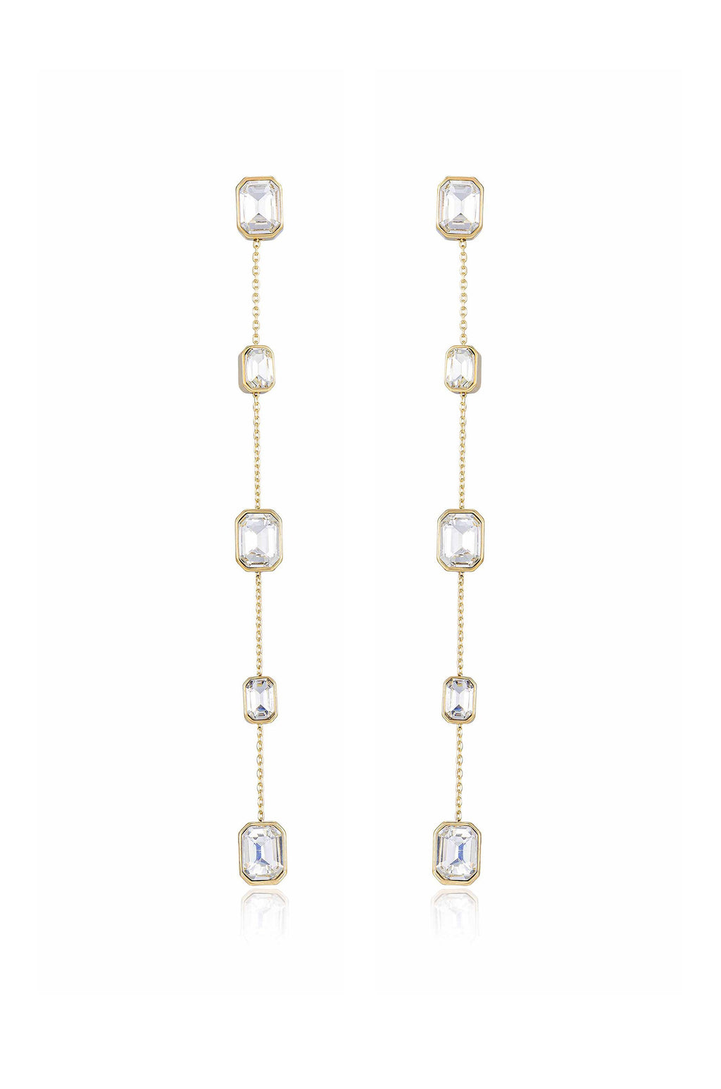 Iconic Crystal Dangle Earrings in clear crystals