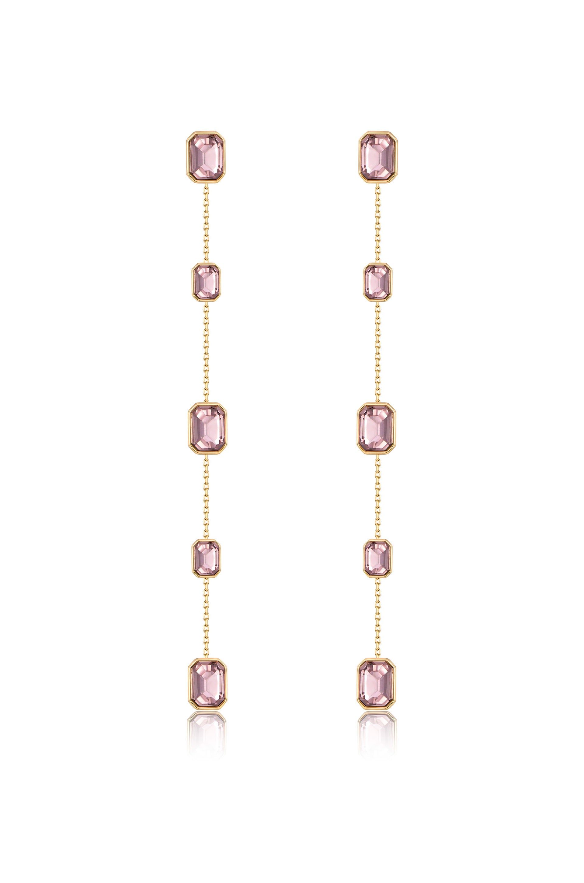 Iconic Crystal Dangle Earrings in light rose crystals