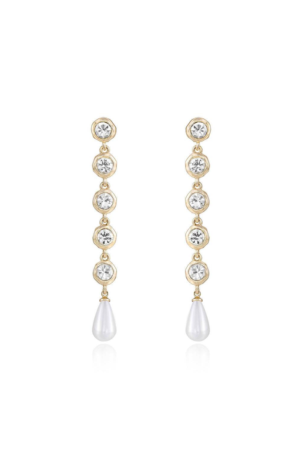 Elegantly Modern Crystal and Pearl Dangle Earrings