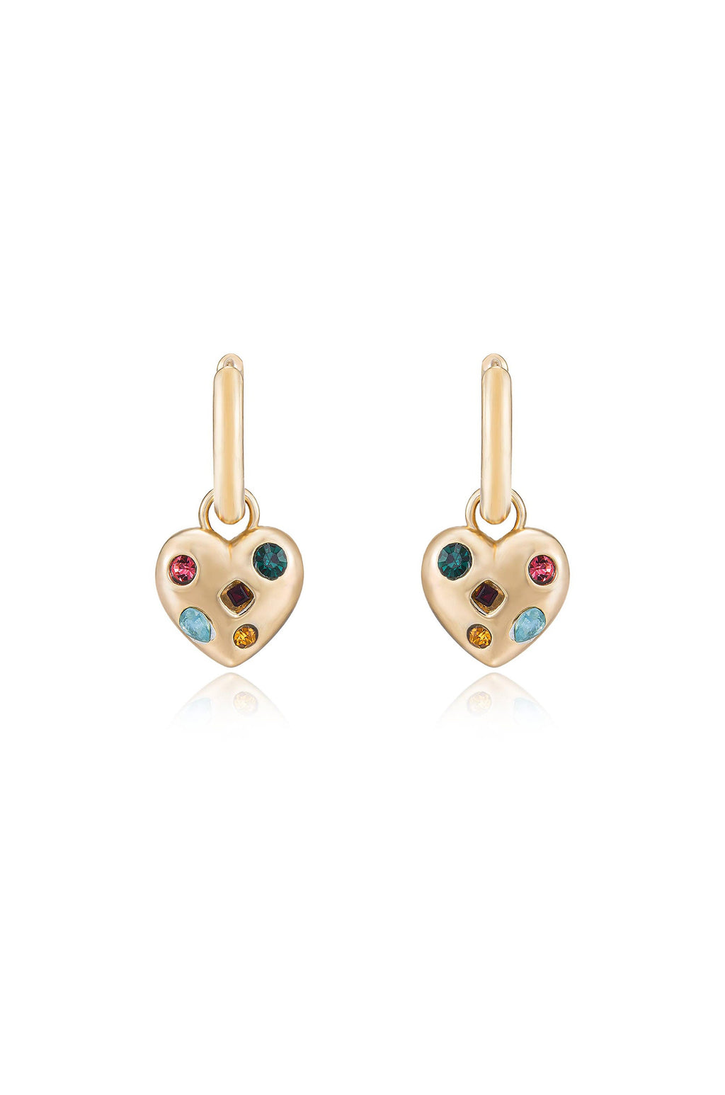 Rainbow Crystal Heart Dangle Earrings