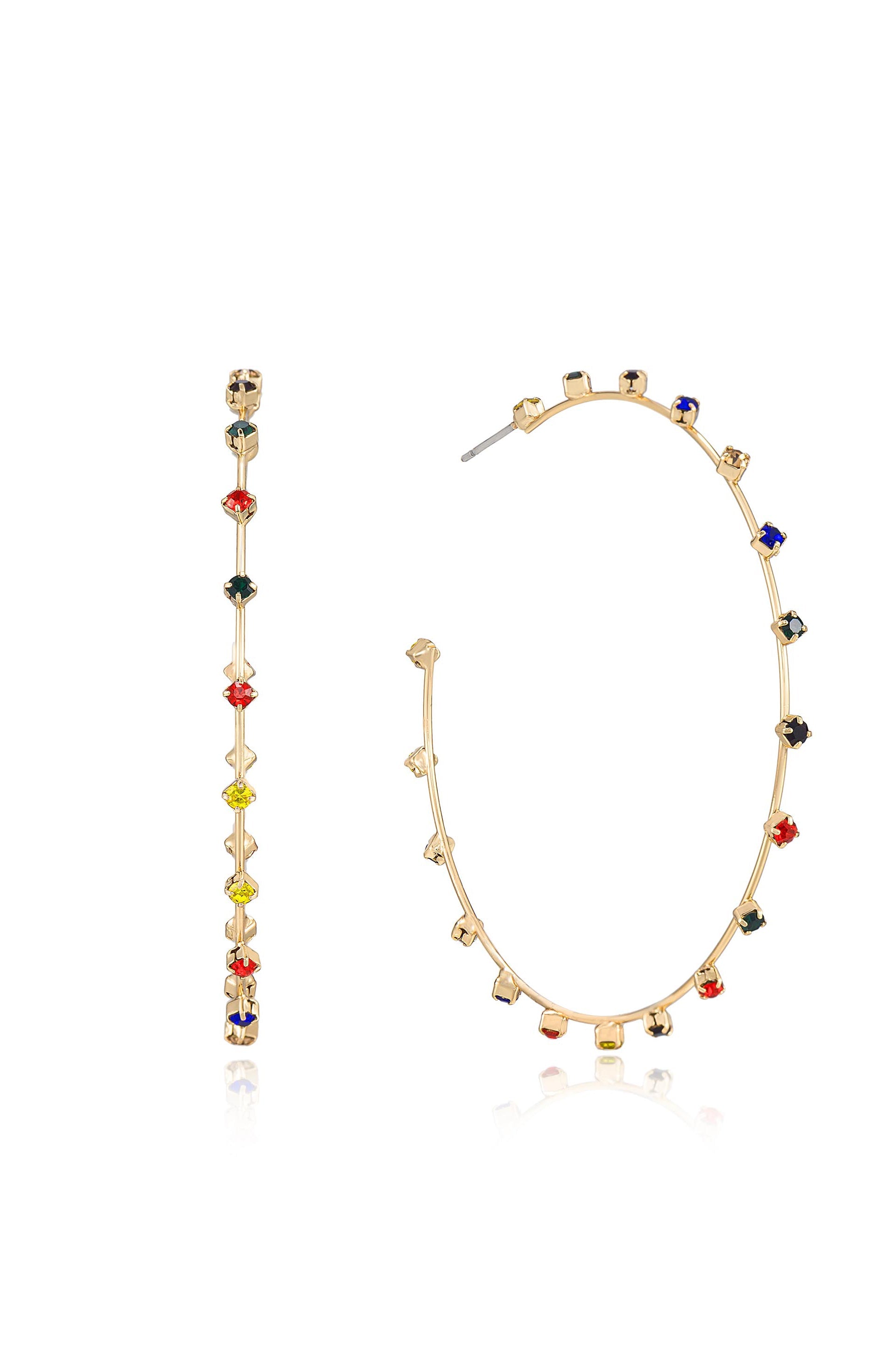 Simple Spark Crystal Hoops Rainbow Crystal with 18k Gold Plating