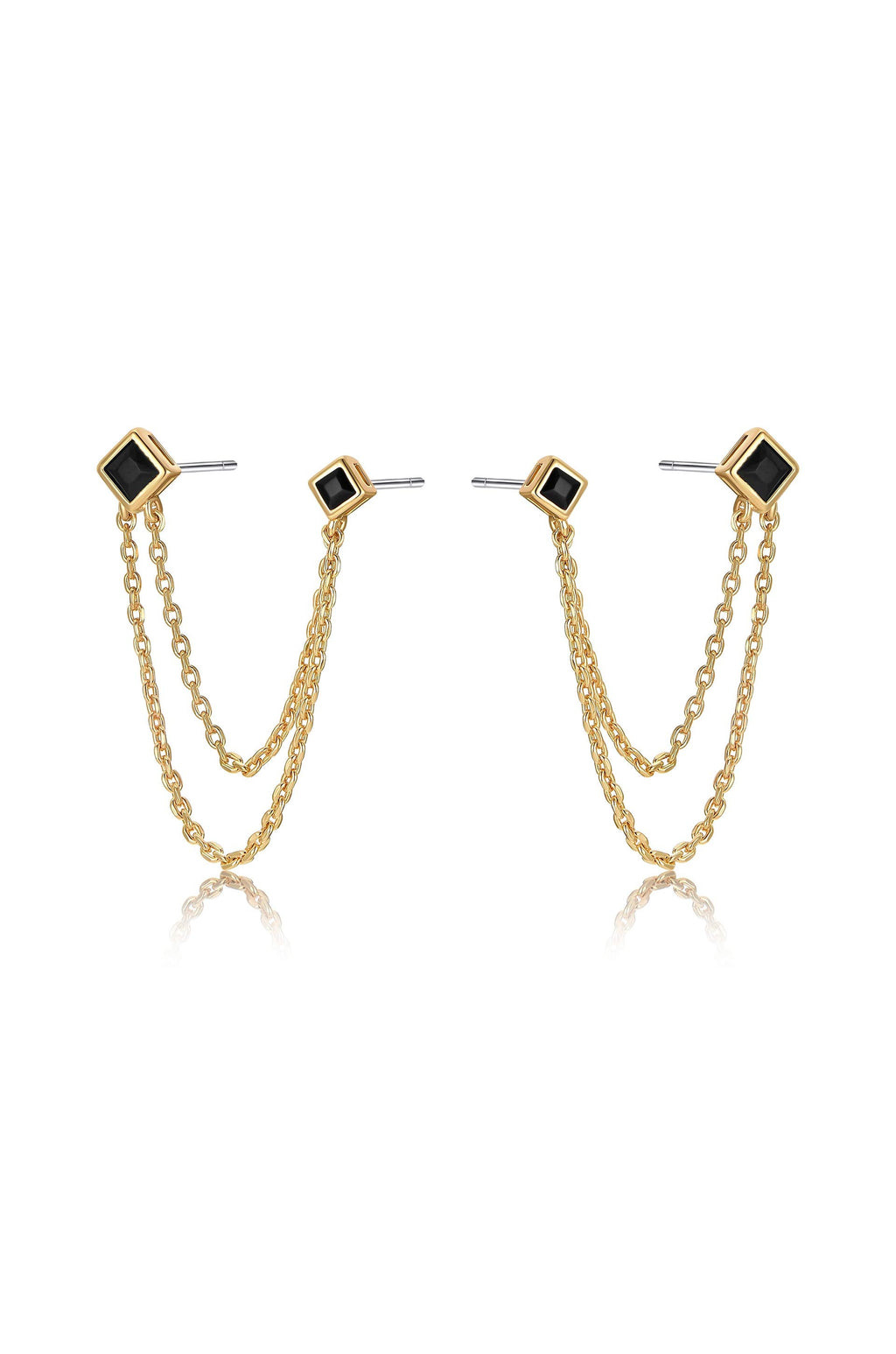 Double Piercing Diamond Shape Earrings
