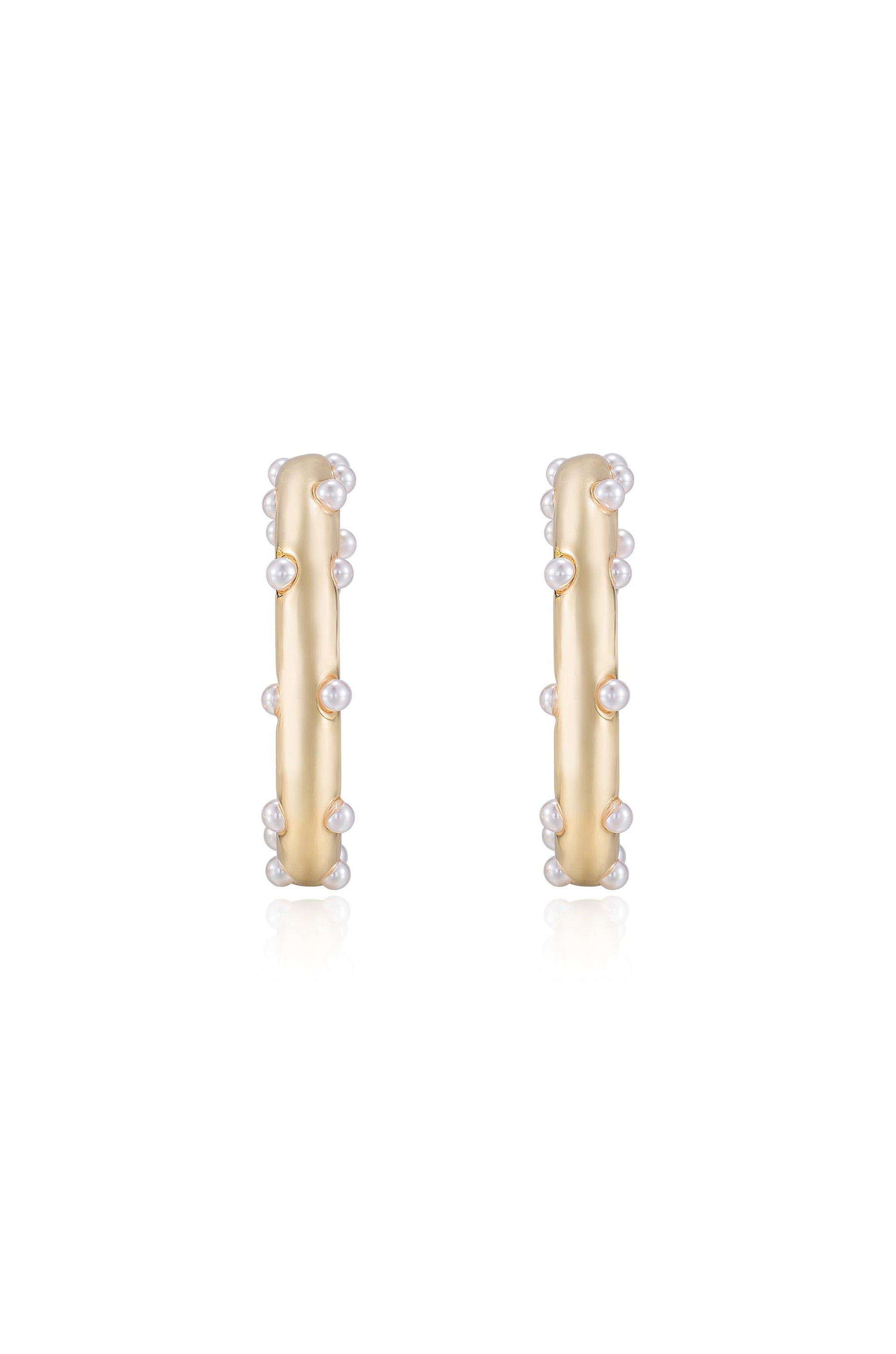 Spotted Pearl Hoop Earrings
