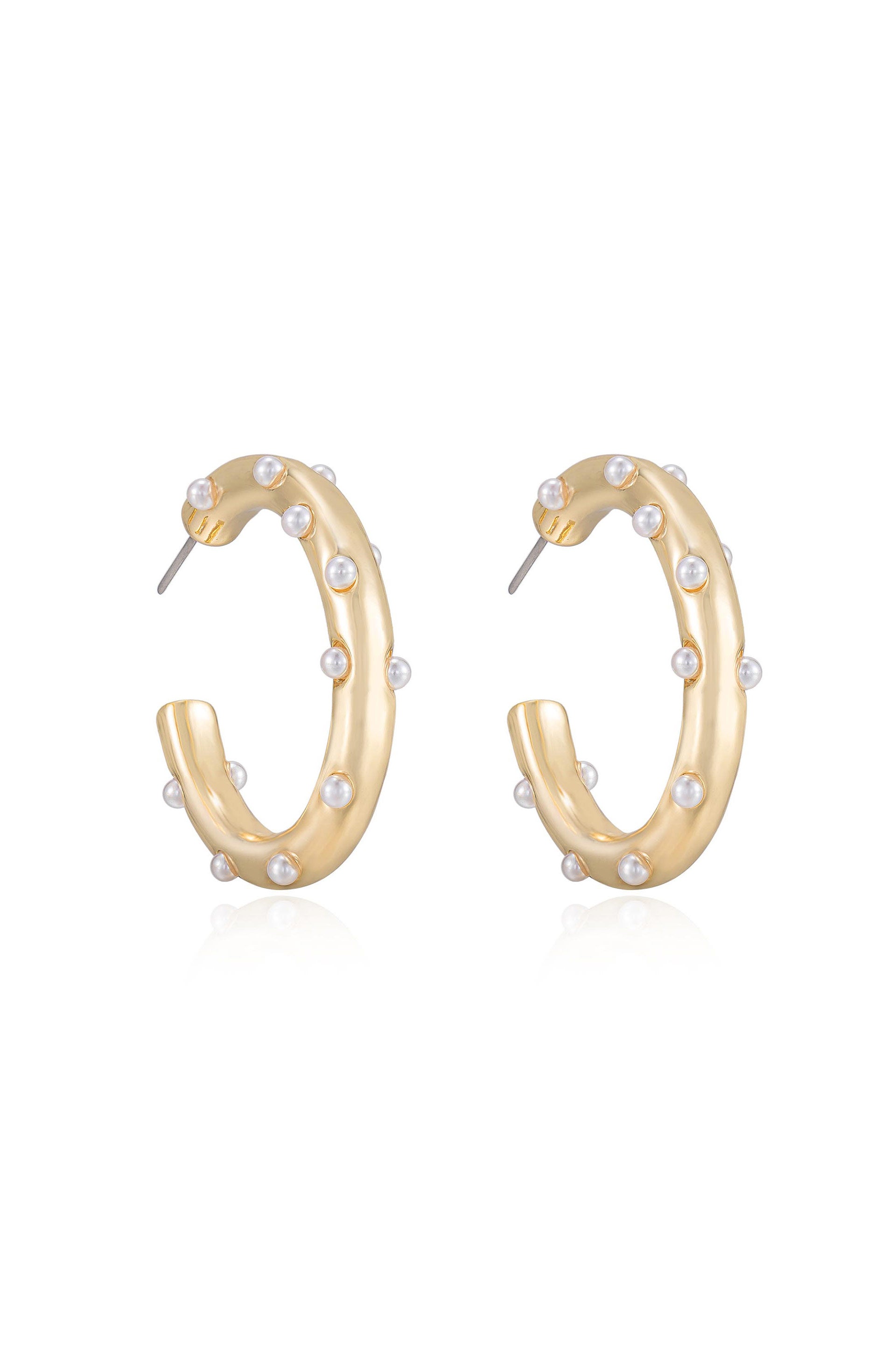 Spotted Pearl Hoop Earrings