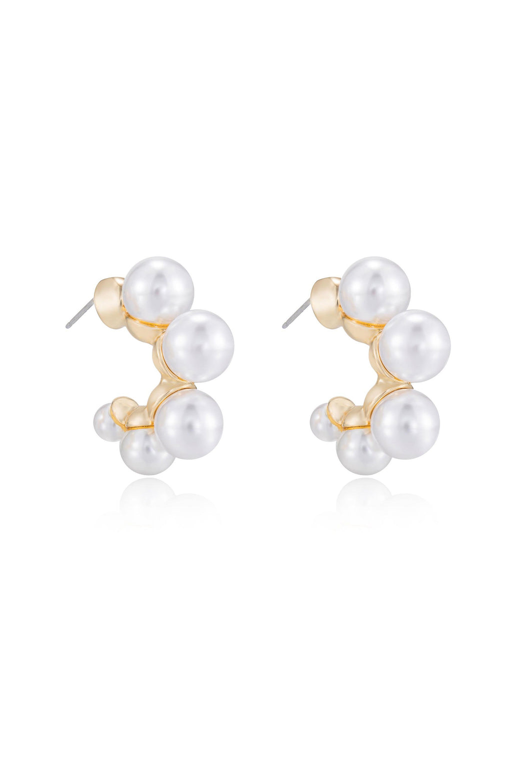 Five Pearls Hoop Earrings