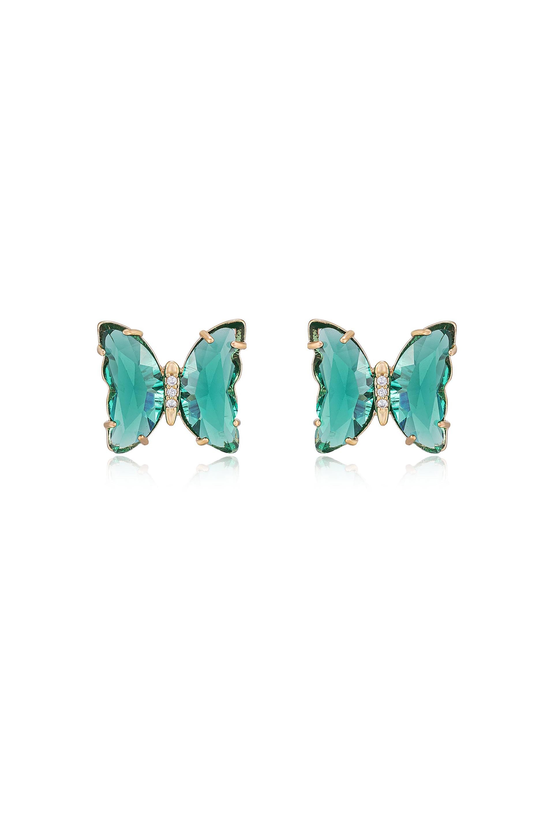 Flutter Away Crystal Earrings in green