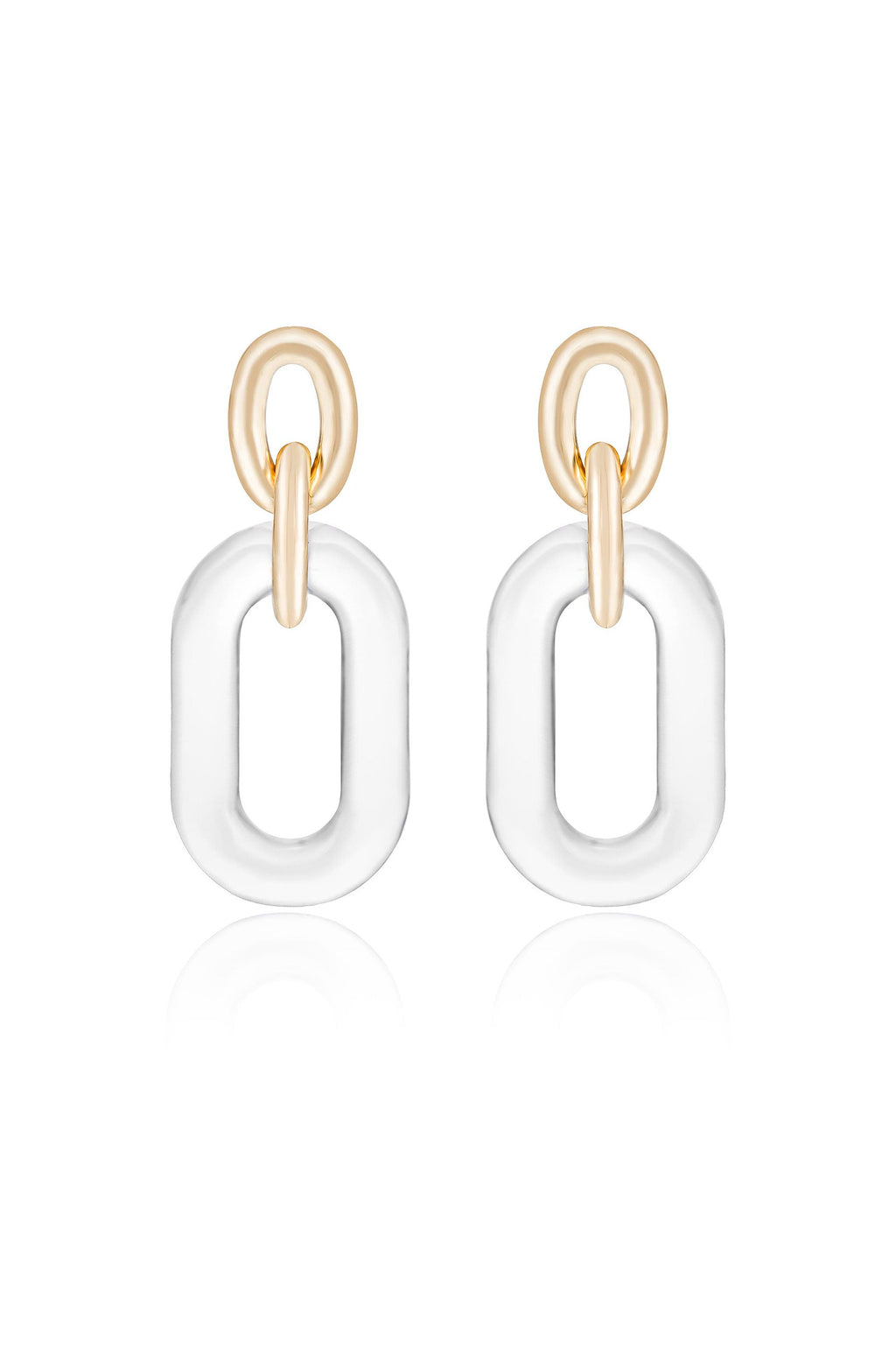 Clear Resin Paperclip Oval Earrings
