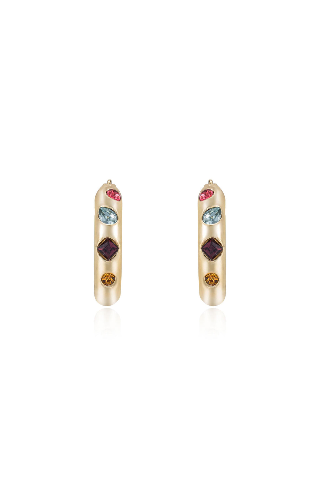 Lively Rainbow Crystal Hoop Earrings