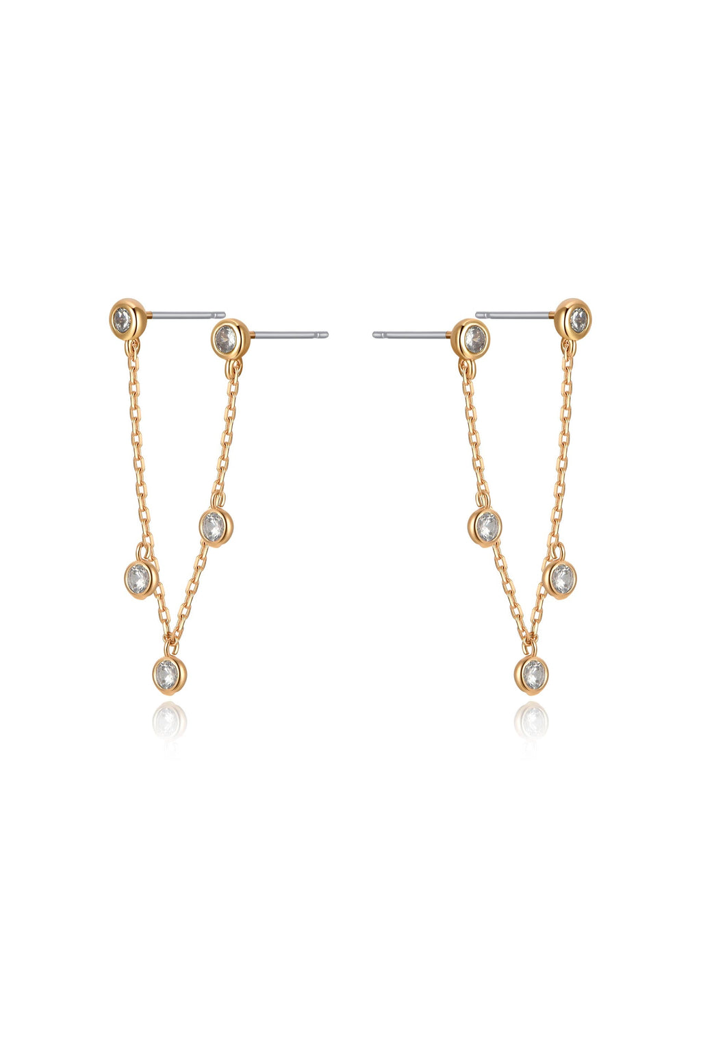 Double Piercing Multi-Crystal Dangle Earrings