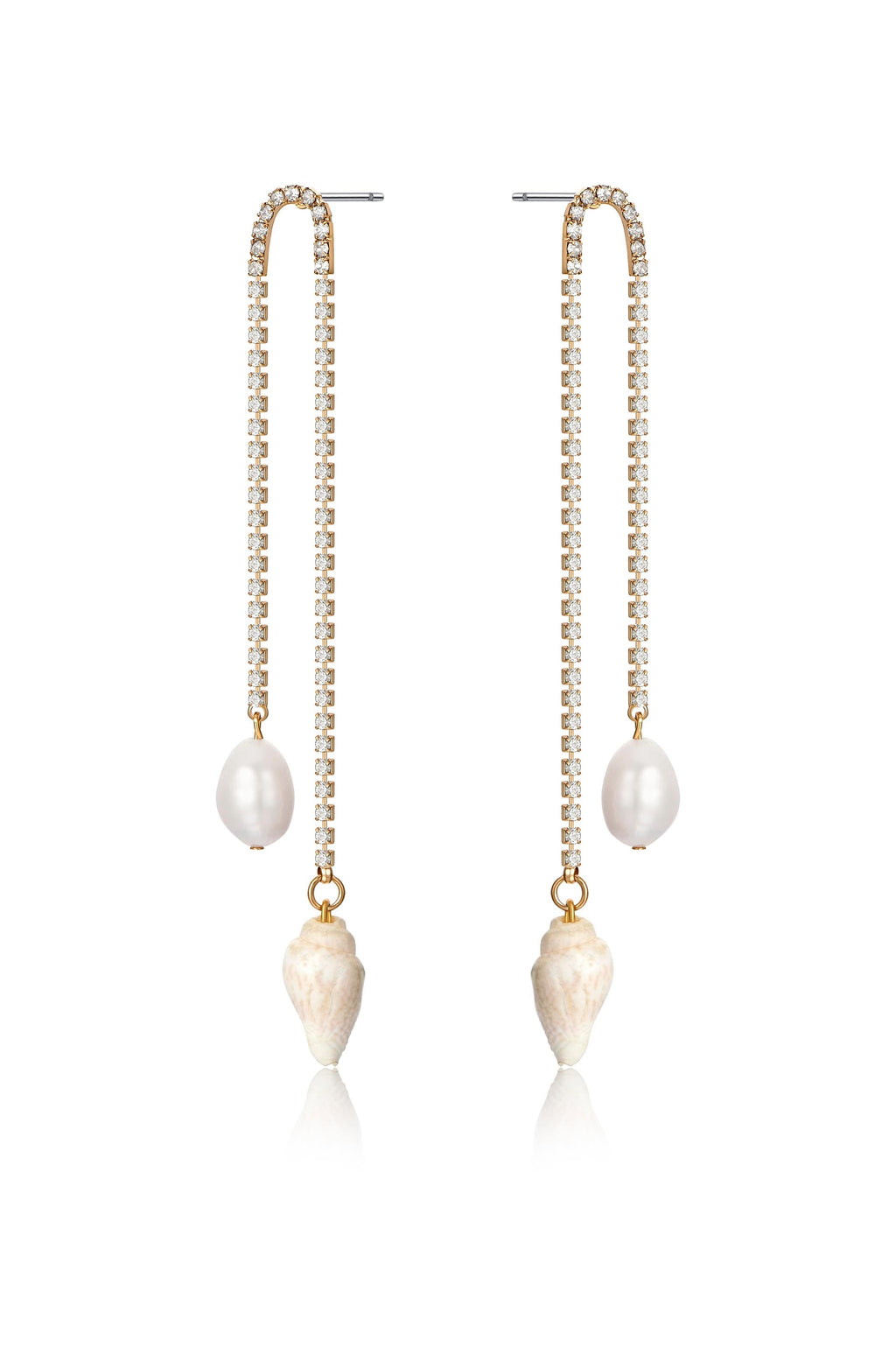 Balanced Shell and Pearl Earrings