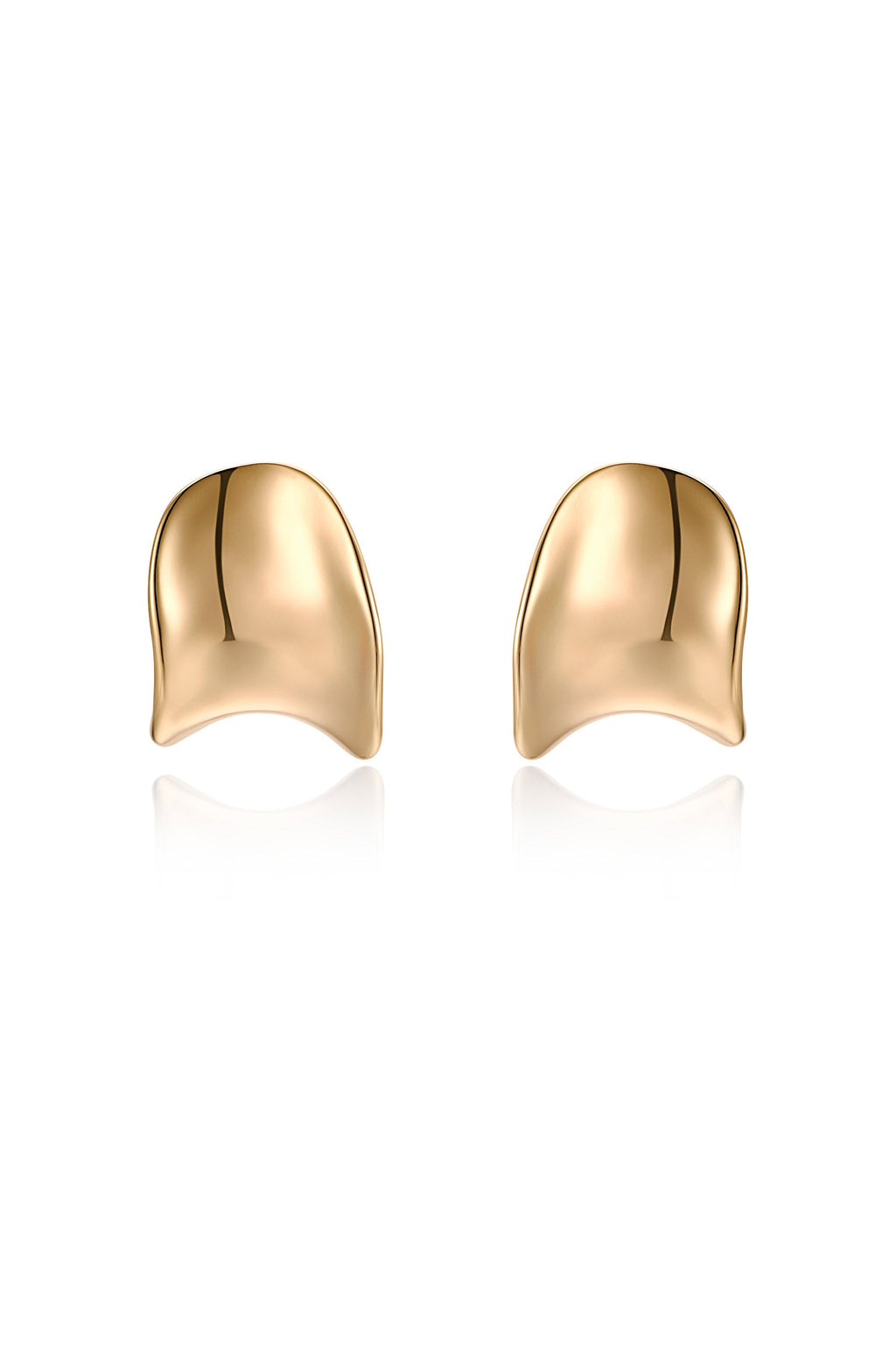 Curved Stud Earrings 18k Gold Plated