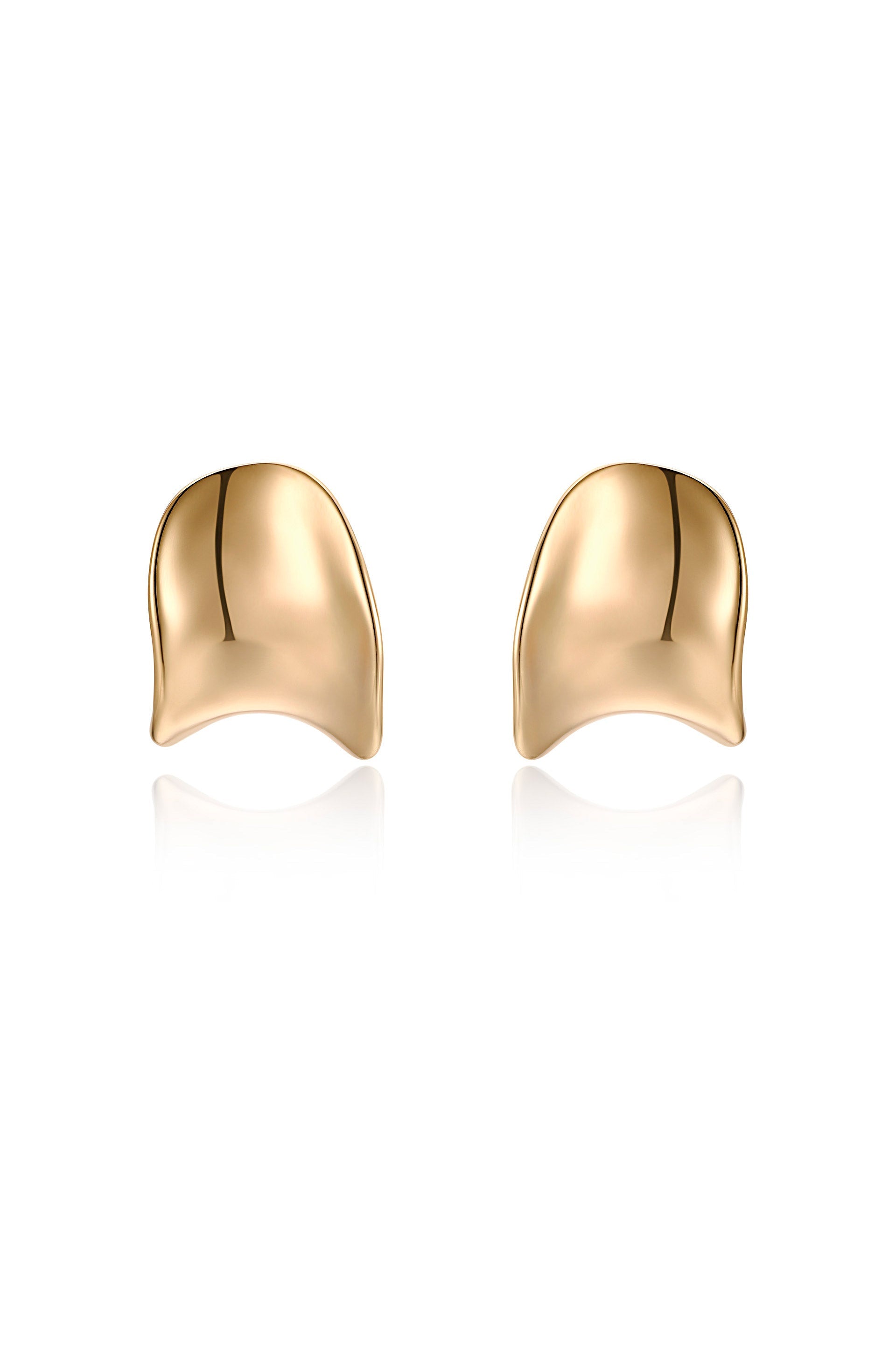 Curved Stud Earrings 18k Gold Plated