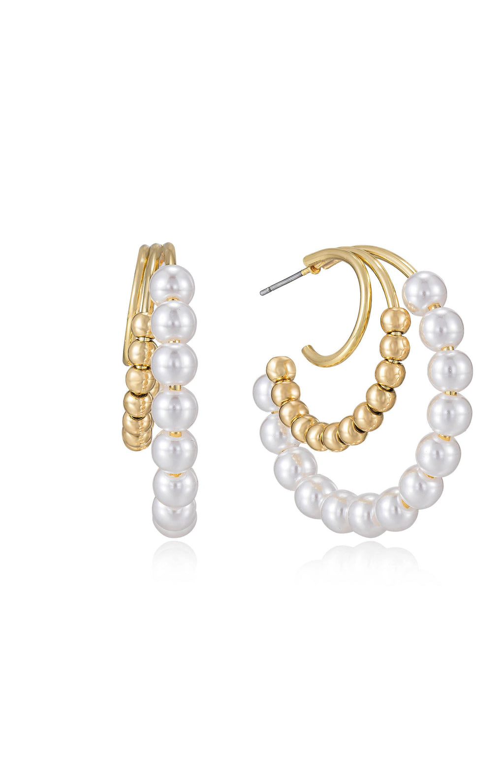 Pearl and Beaded Hoop Earrings