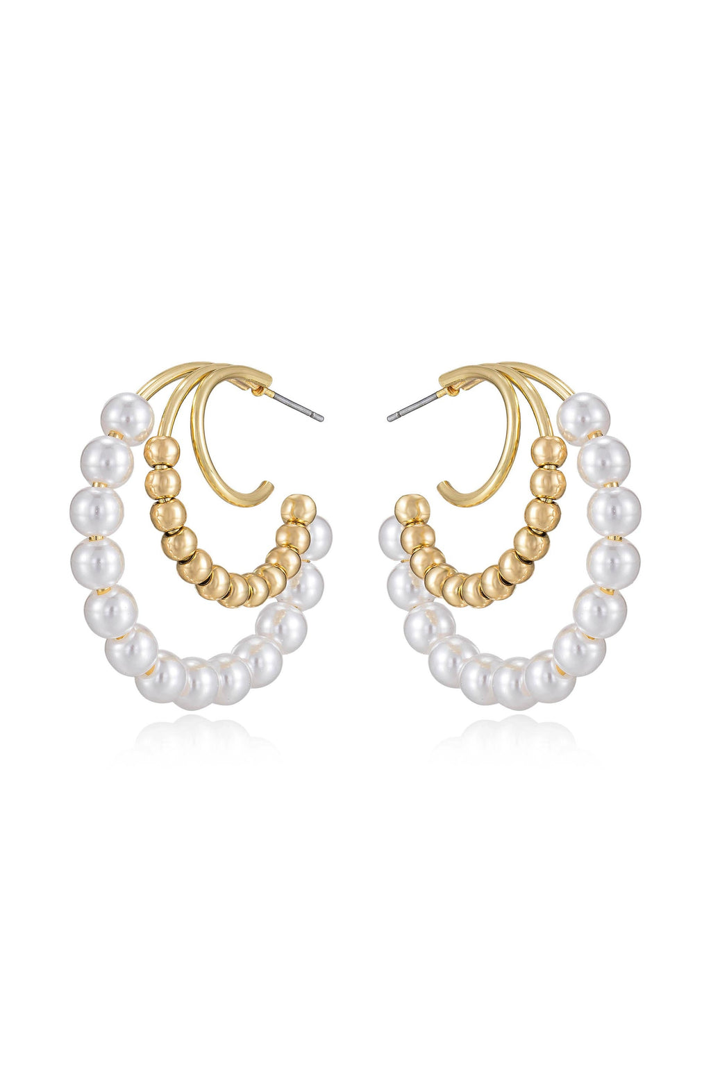 Pearl and Beaded Hoop Earrings
