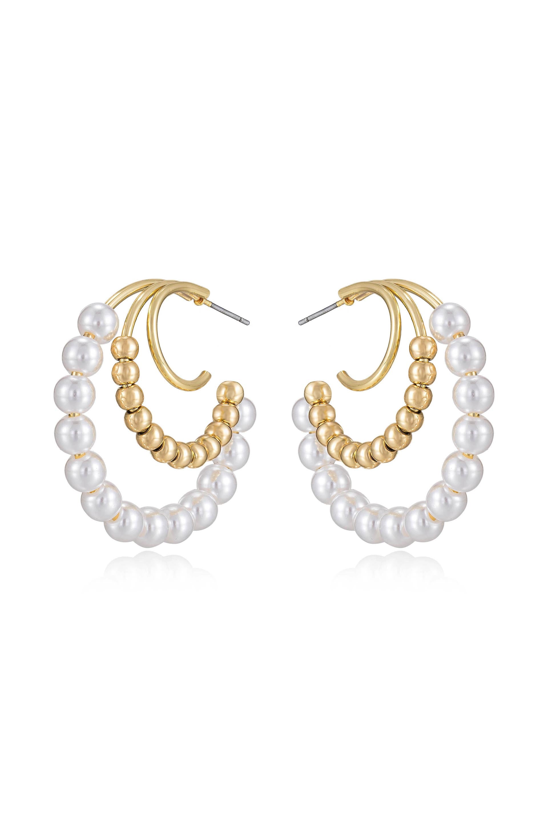 Pearl and Beaded Hoop Earrings