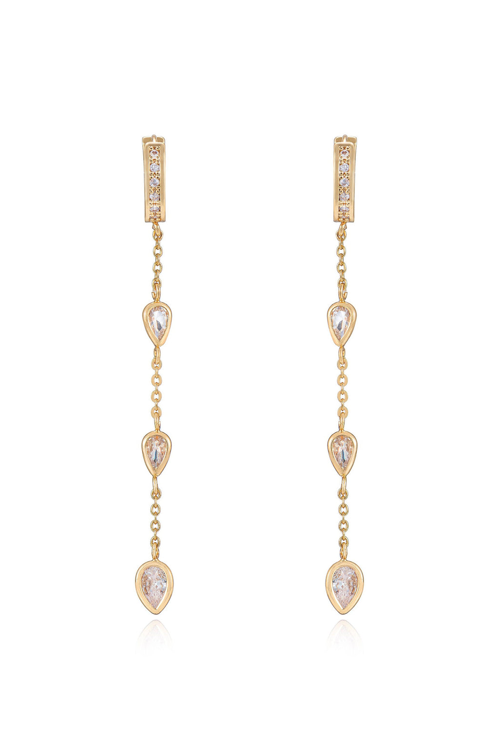 Bezel Crystal Huggie Dangle Earrings