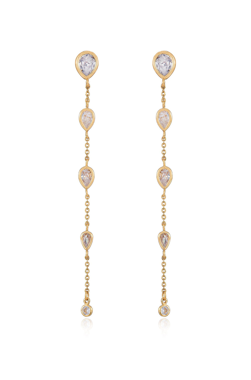 Dainty Bezel Crystal Dangle Earrings