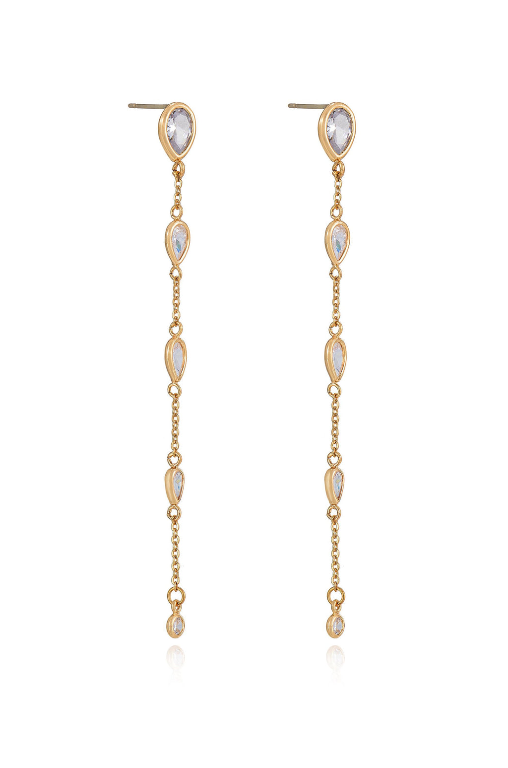 Dainty Bezel Crystal Dangle Earrings