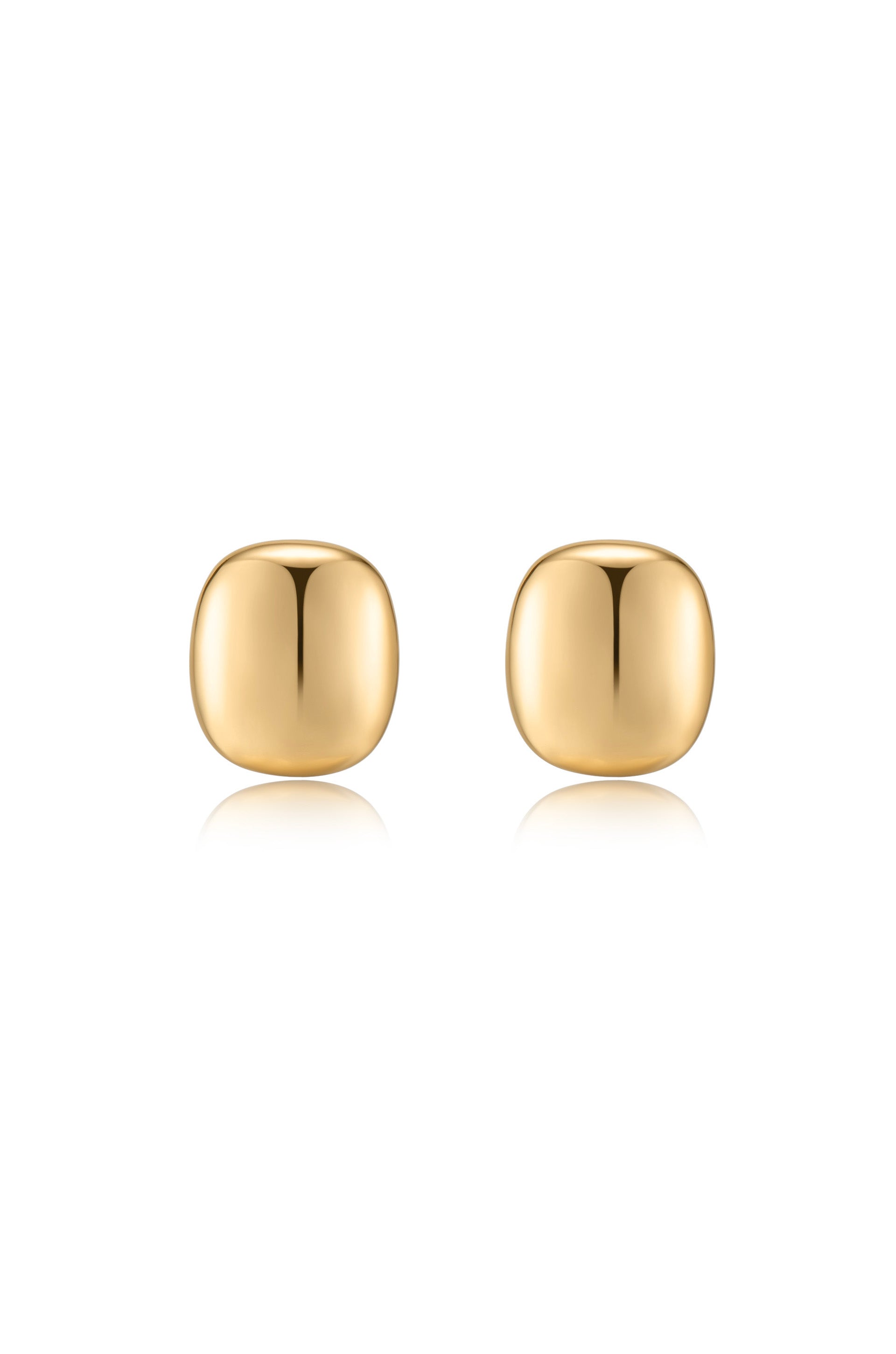 Minimal Curved Square Stud Earrings 18k Gold Plated 