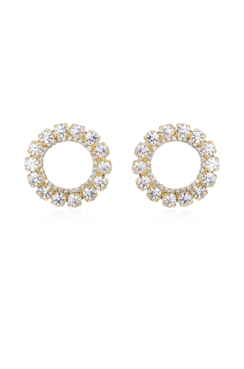 Large Crystal & Circle Stud Earrings