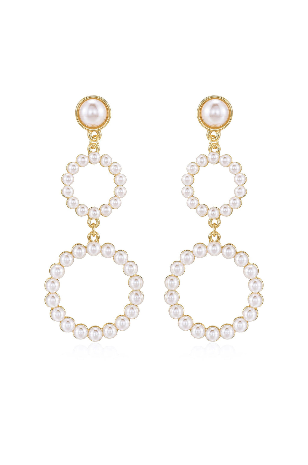 Night Out Double Pearl Hoop Drop Earrings