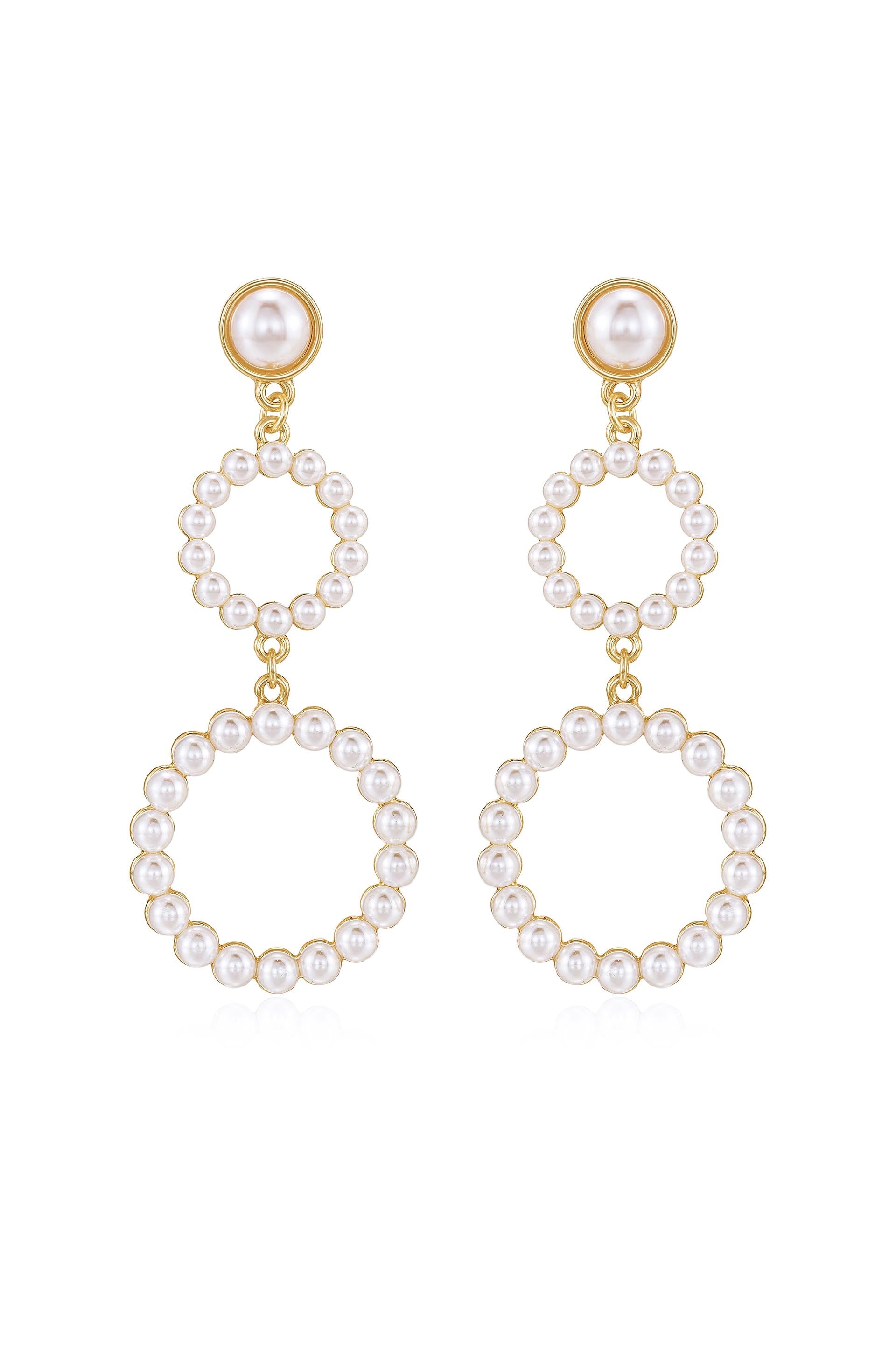 Night Out Double Pearl Hoop Drop Earrings