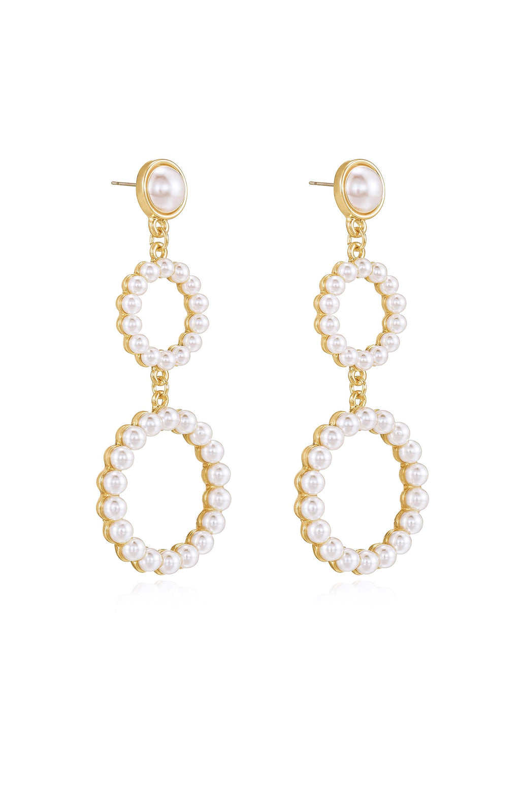 Night Out Double Pearl Hoop Drop Earrings
