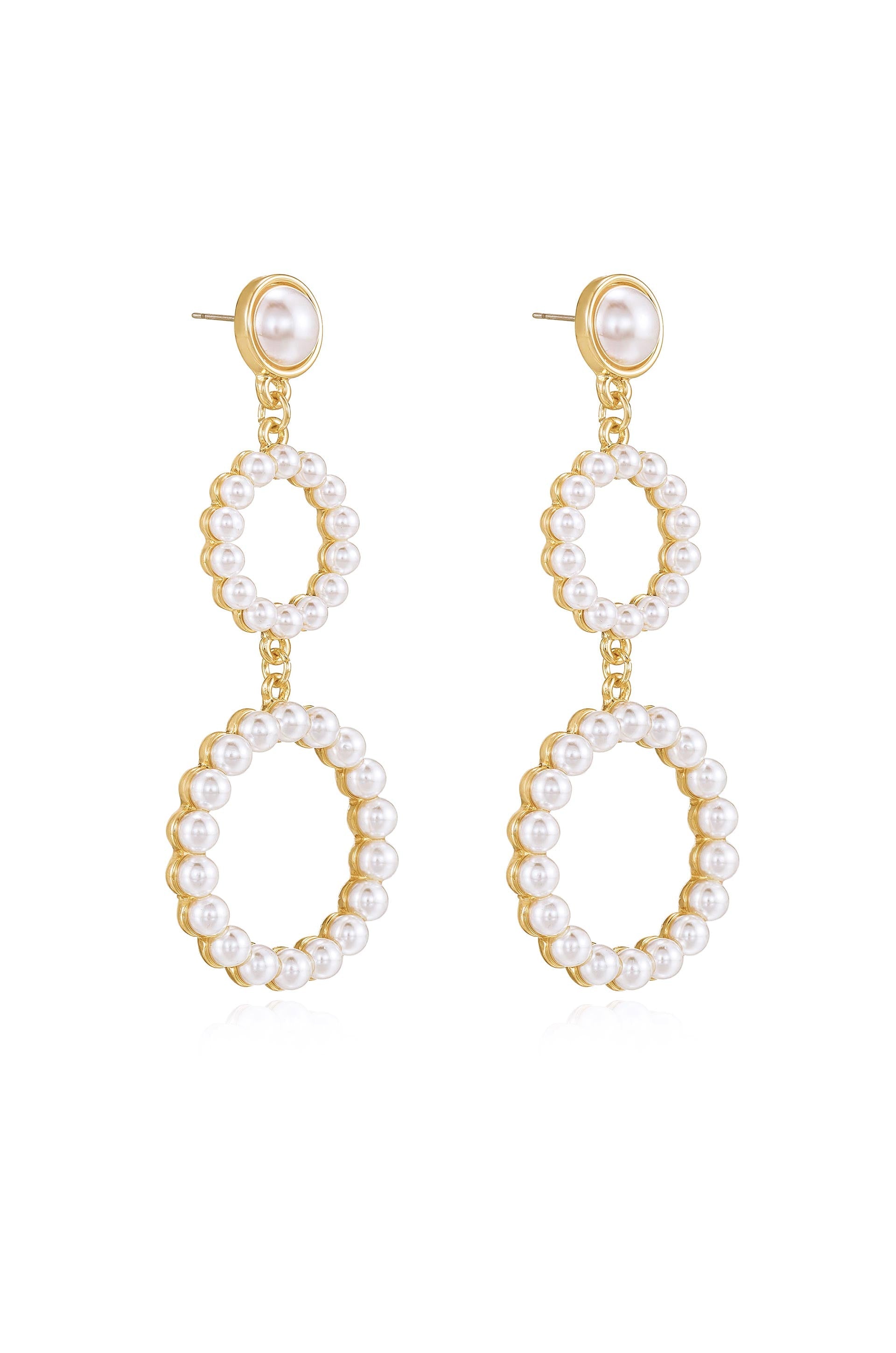 Night Out Double Pearl Hoop Drop Earrings