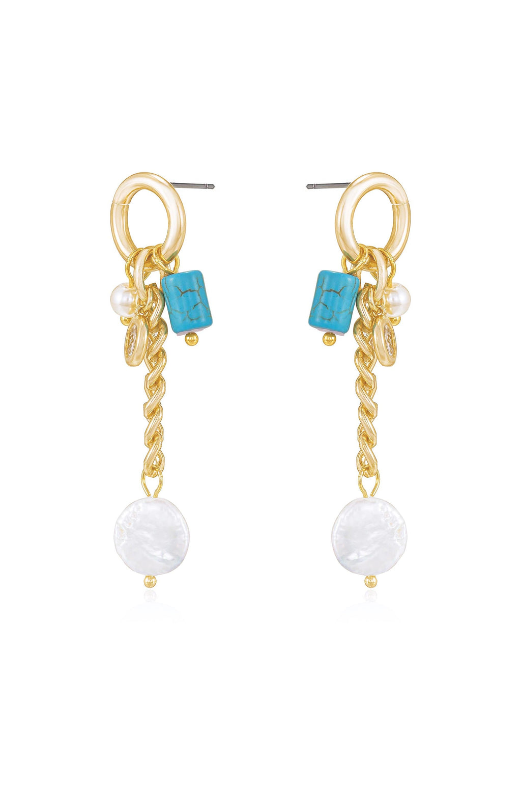 Pearl and Charm Dangle Earrings