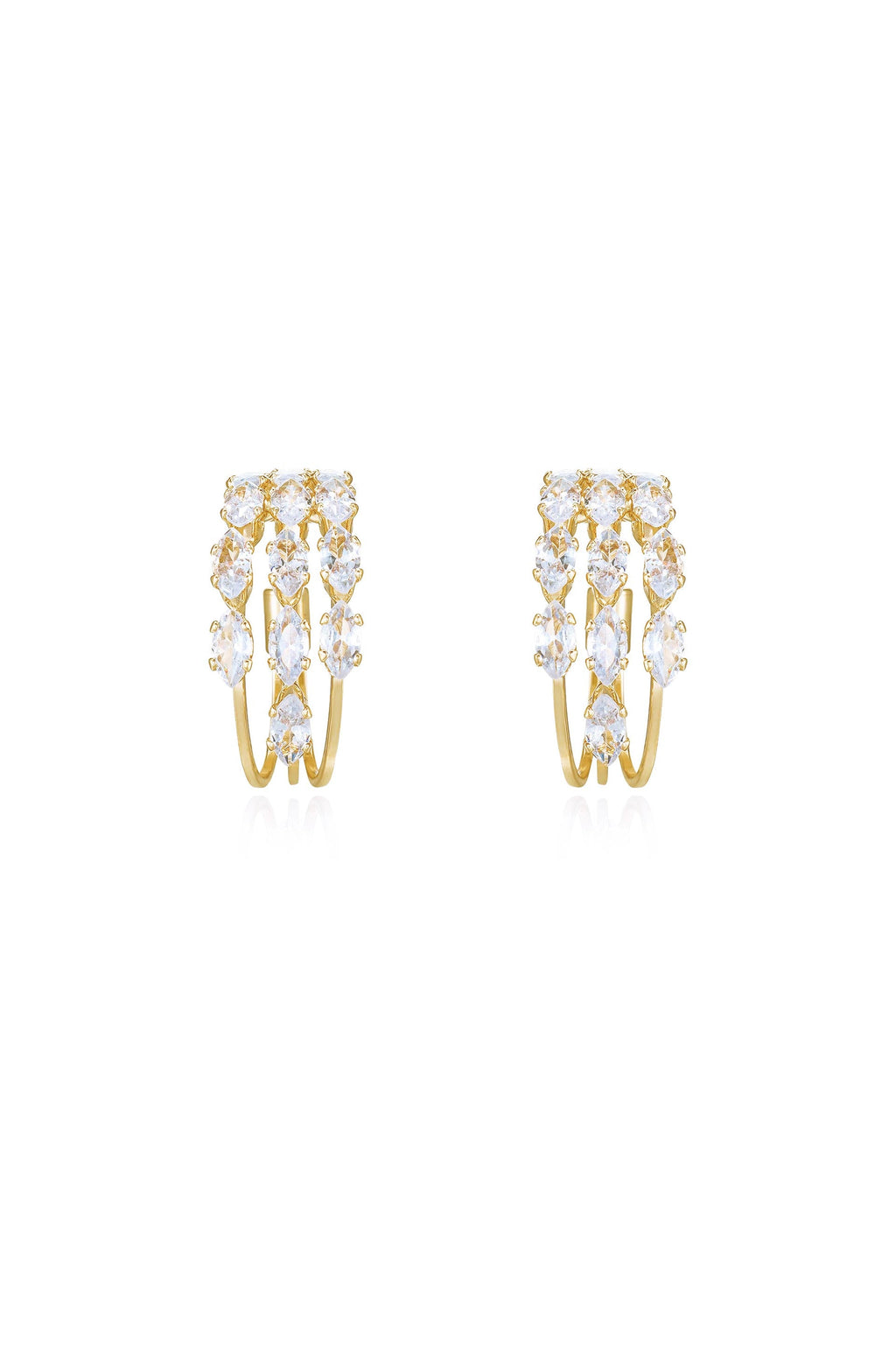 Multi-Crystal Huggie Hoop Earrings