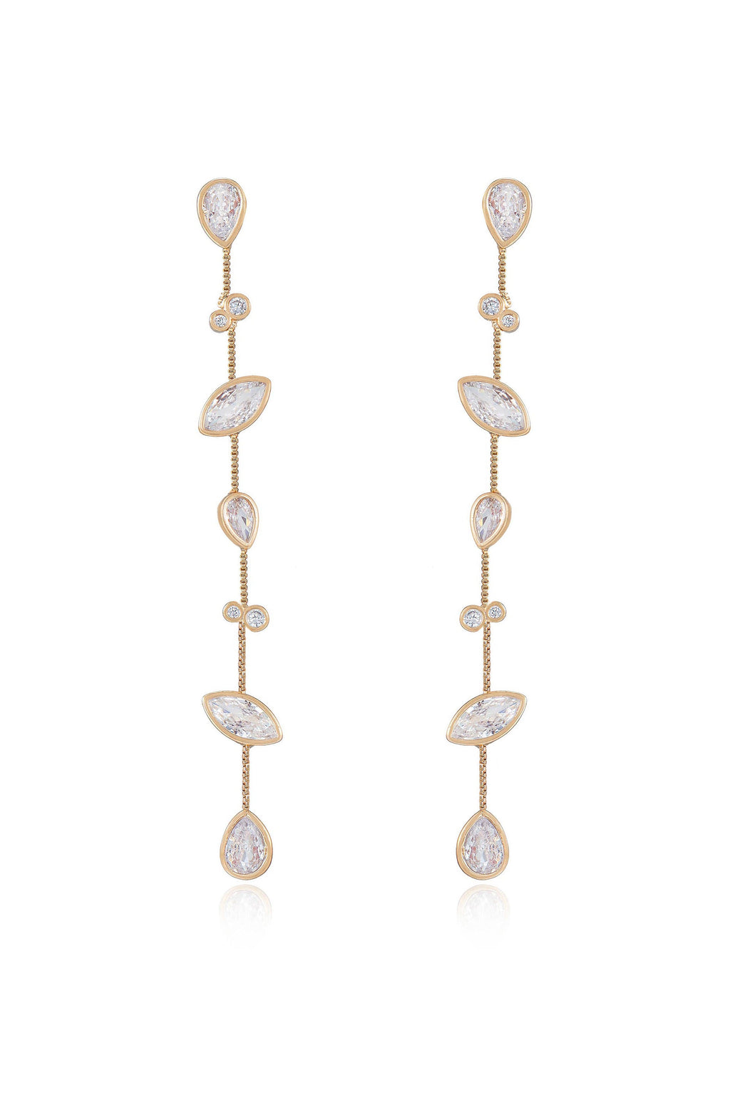 Falling Bezel Crystal Dangle Earrings