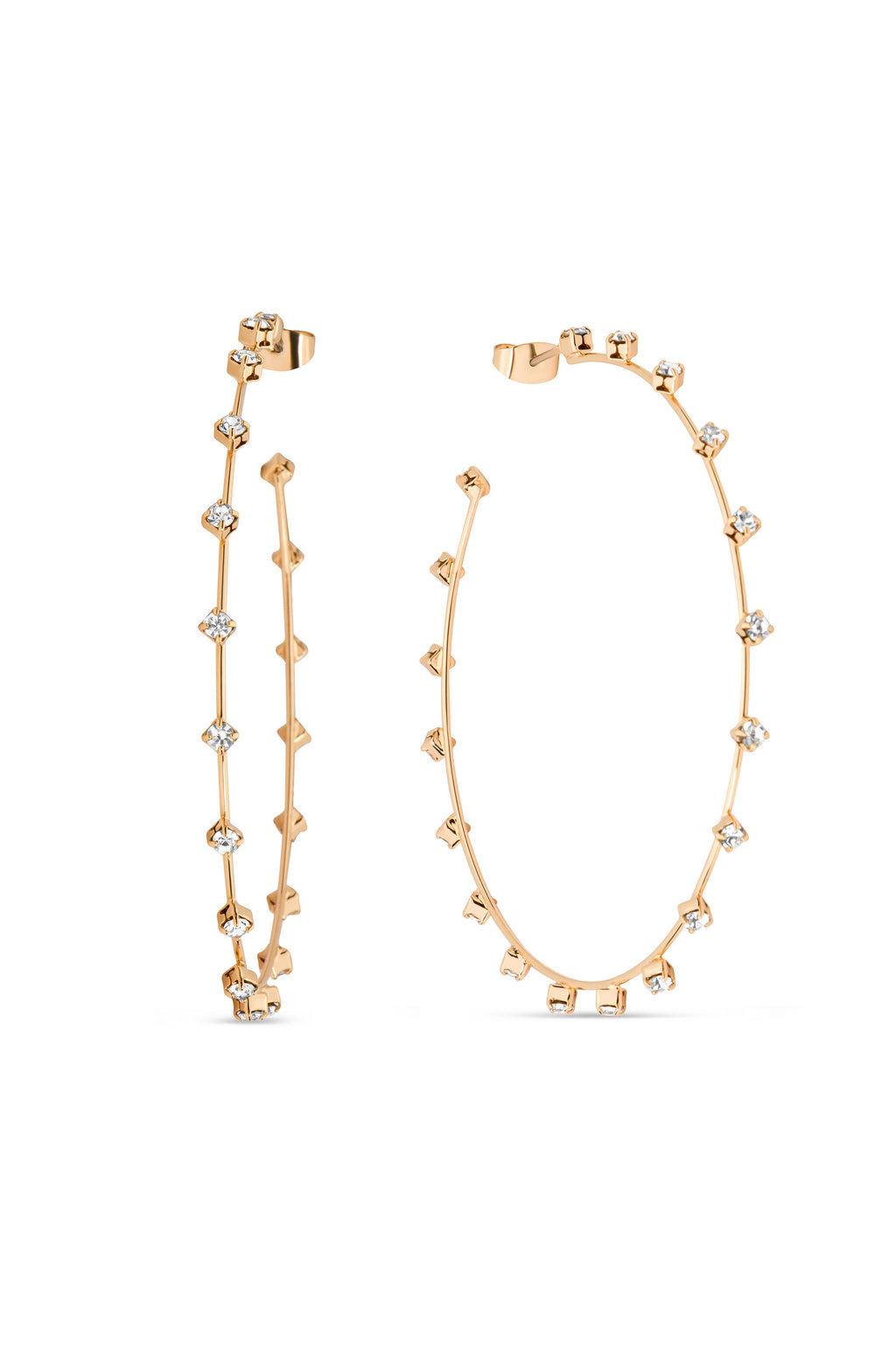 Simple Spark Crystal Hoops Clear Crystal with 18k Gold Plating