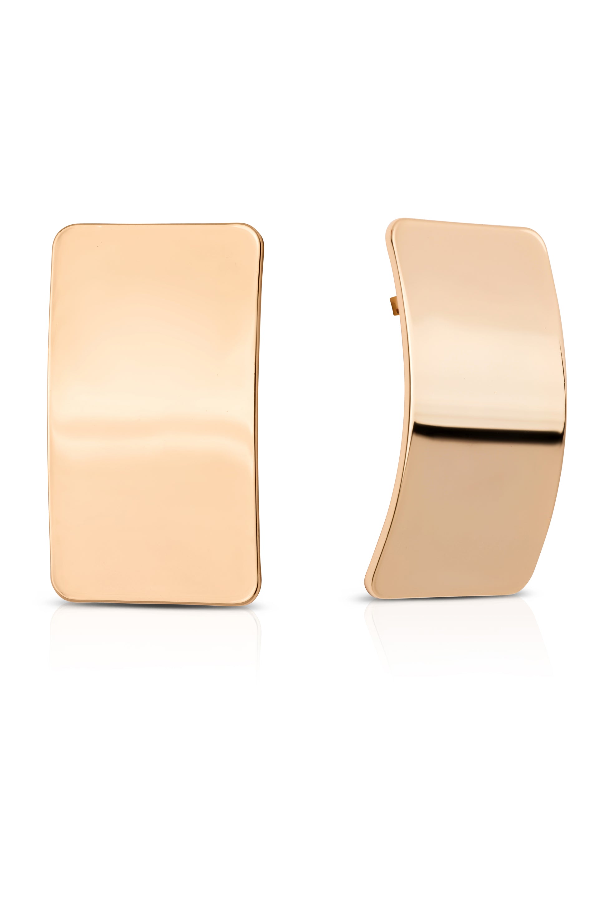 Rectangle Metal Stud Earrings 18k Gold Plated