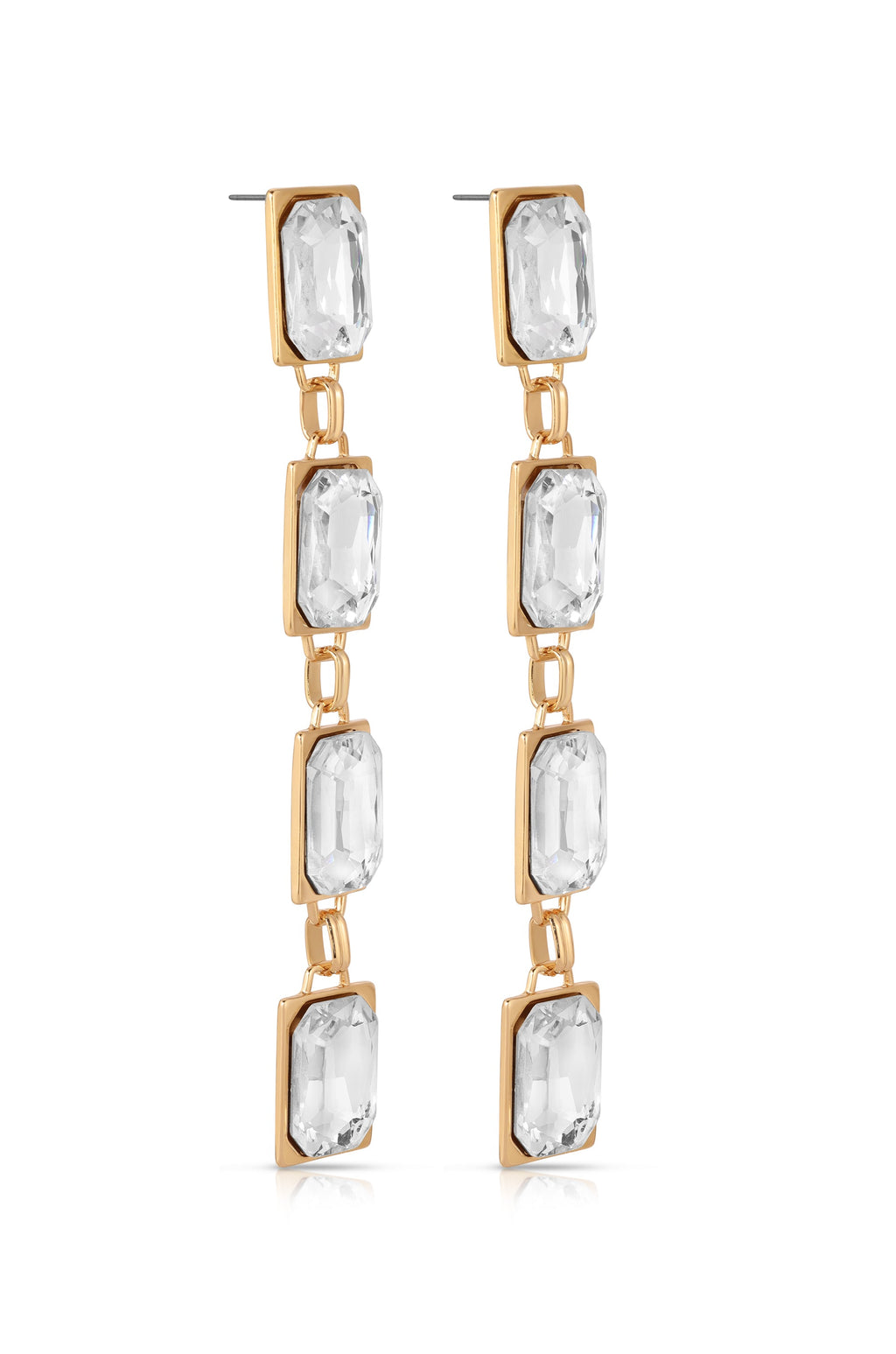 Four Crystal Stone Drop Earrings