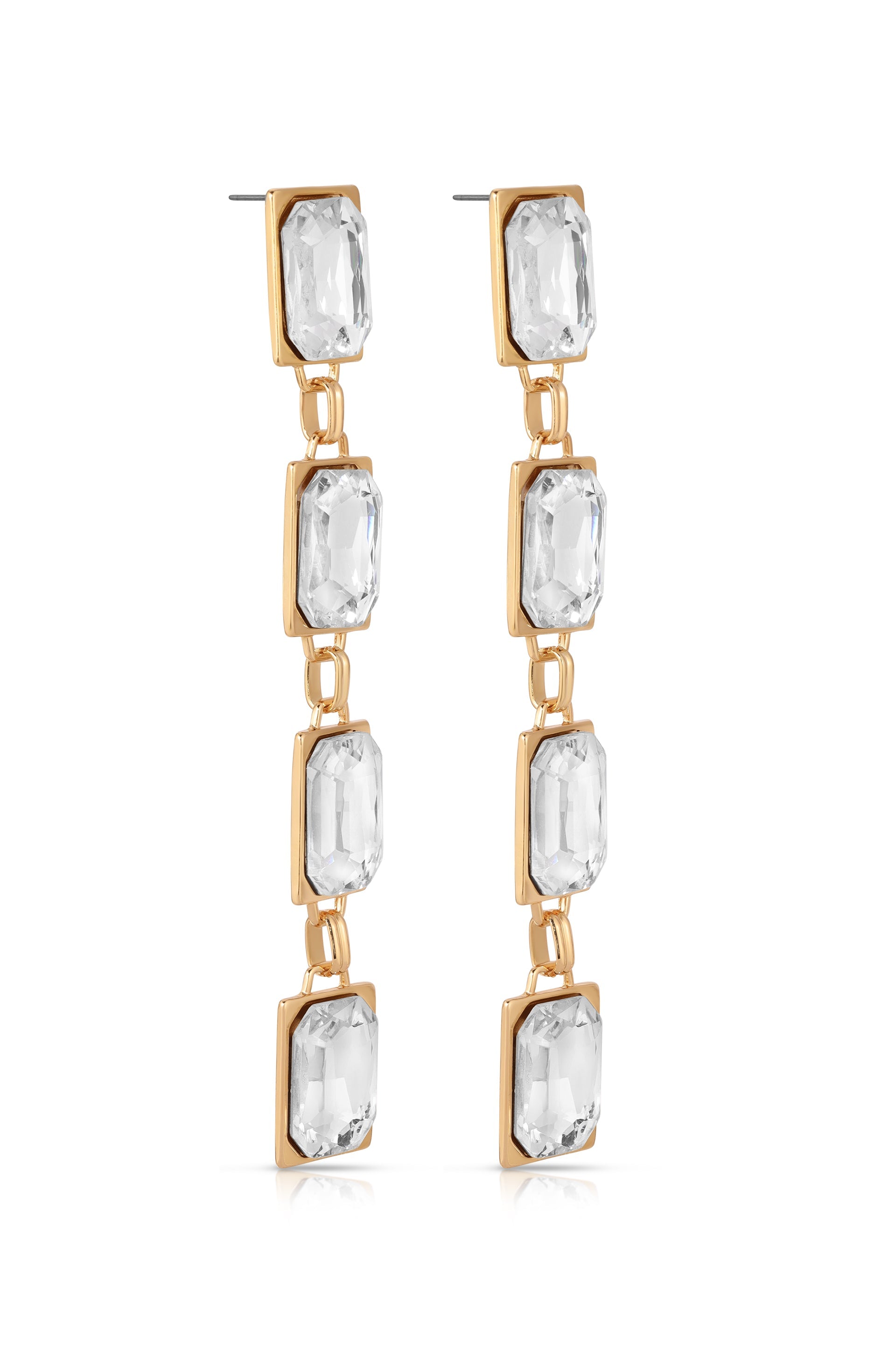 Four Crystal Stone Drop Earrings