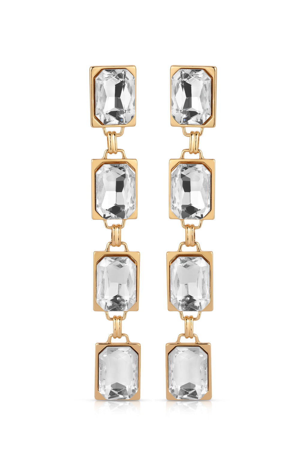 Four Crystal Stone Drop Earrings